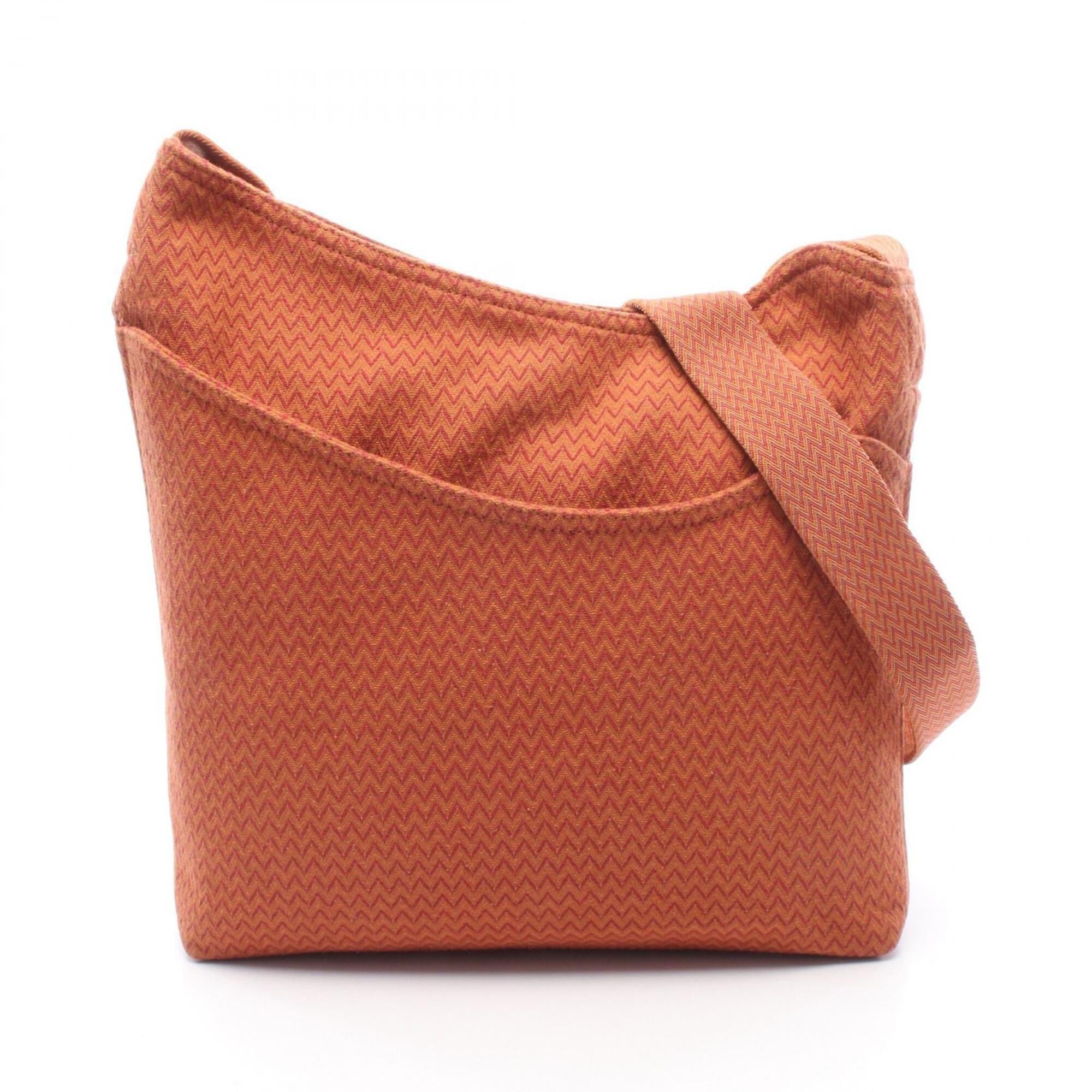Hermes Brown Orange Red Color Canvas Handbag Shoulder Bag (Pre-Owned)