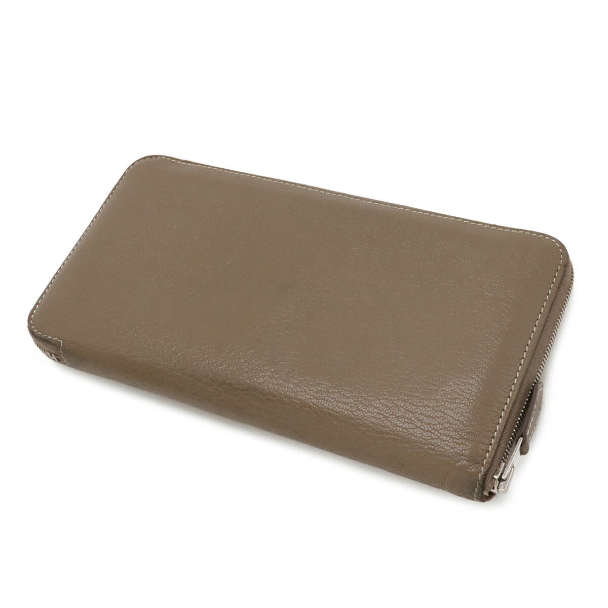 Hermes Etoupe Gray Chevre Leather Long Wallet (Bi-Fold) (Pre-Owned)