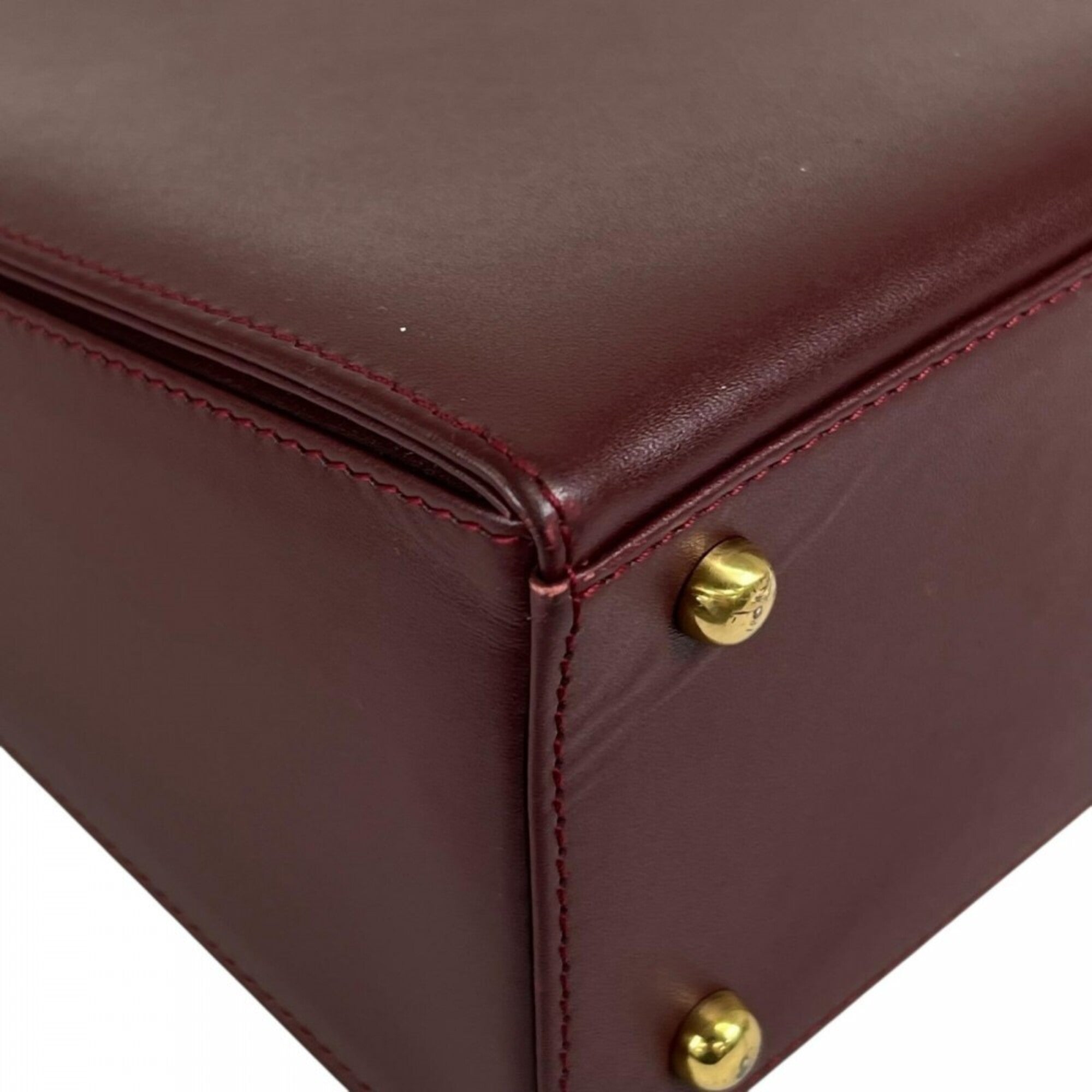 Cartier Bordeaux Leather Handbag (Pre-Owned)