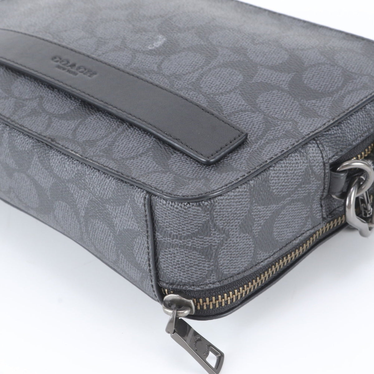 Coach Black Leather Coated Canvas Clutch Bag Pouch (Pre-Owned)
