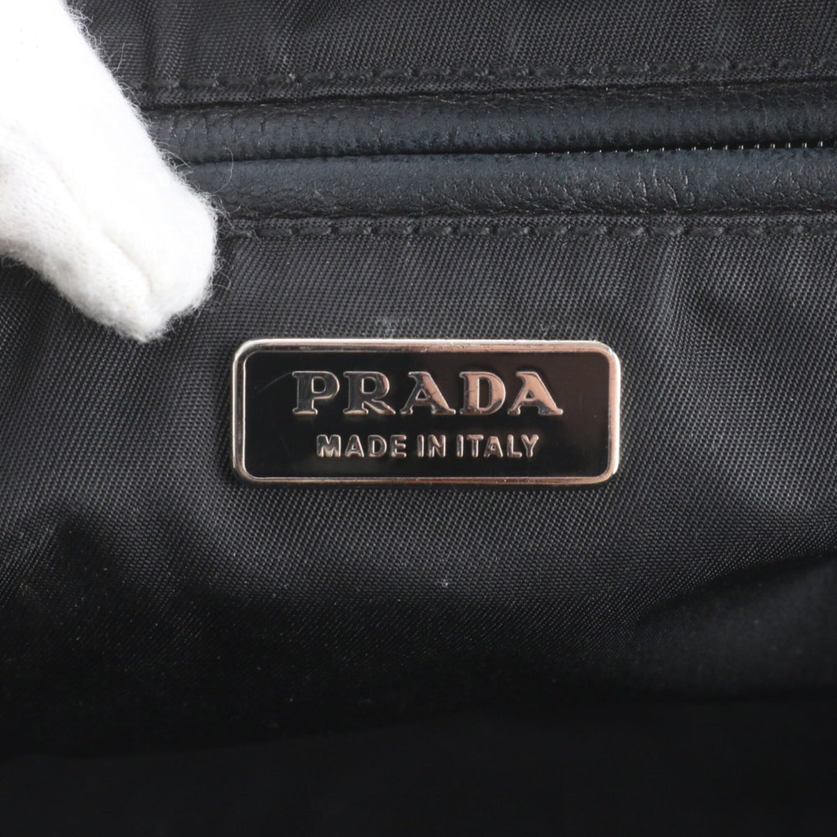 Prada Black Leather Nylon Handbag Tote Bag (Pre-Owned)