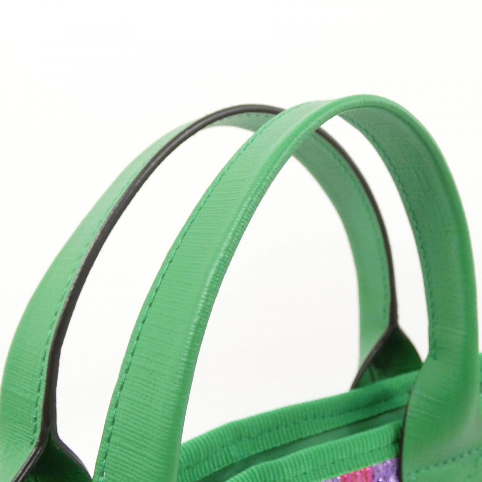 Gucci Green Purple Canvas Handbag (Pre-Owned)