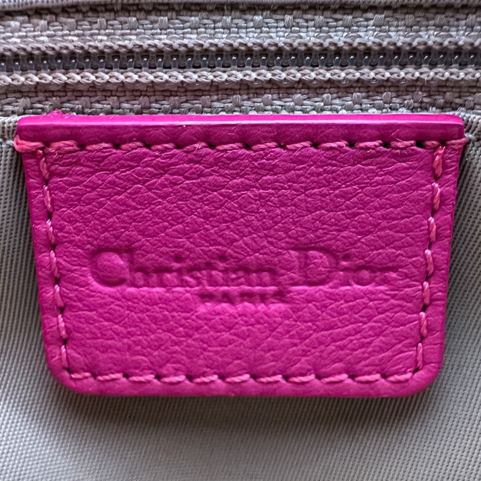 Christian Dior Beige Pink Canvas Leather Handbag (Pre-Owned)