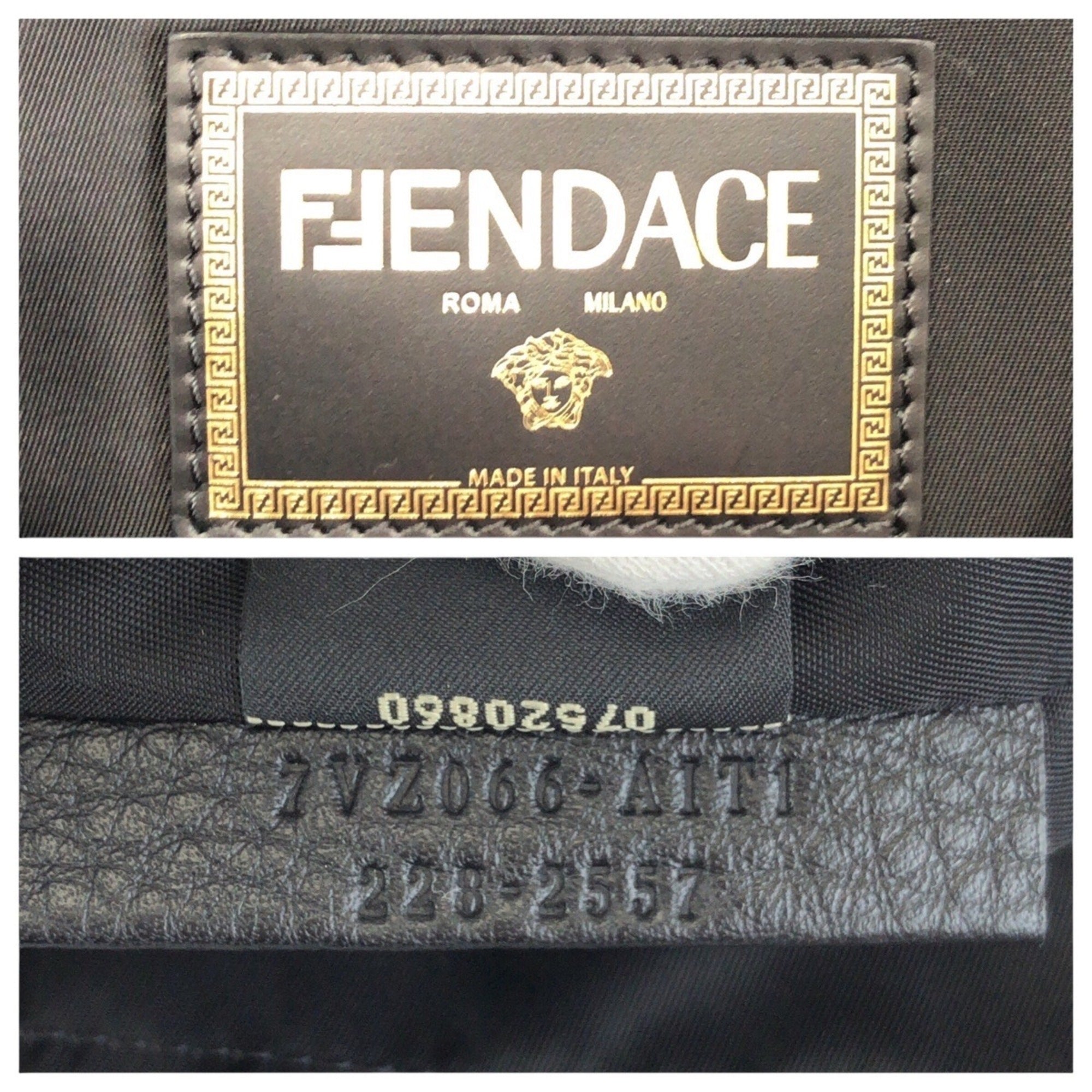Fendi Black Brown Gold Yellow Nylon Backpack (Pre-Owned)