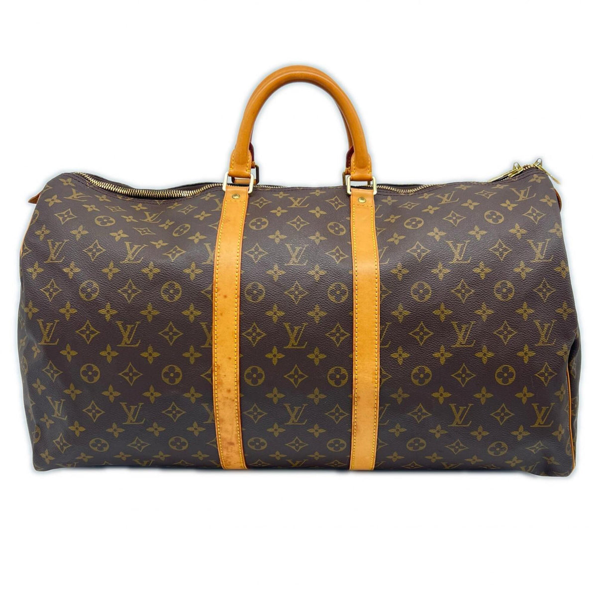 Louis Vuitton Beige Blue Brown Monogram Coated Canvas Leather Boston Bag Handbag (Pre-Owned)