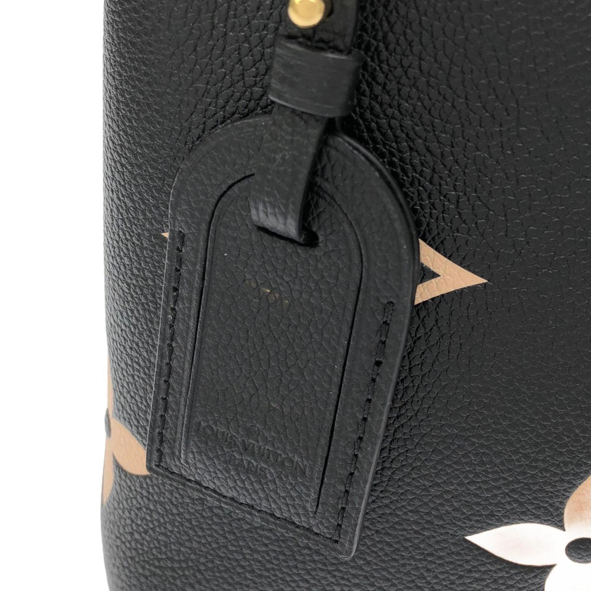 Louis Vuitton Beige Black Leather Handbag (Pre-Owned)