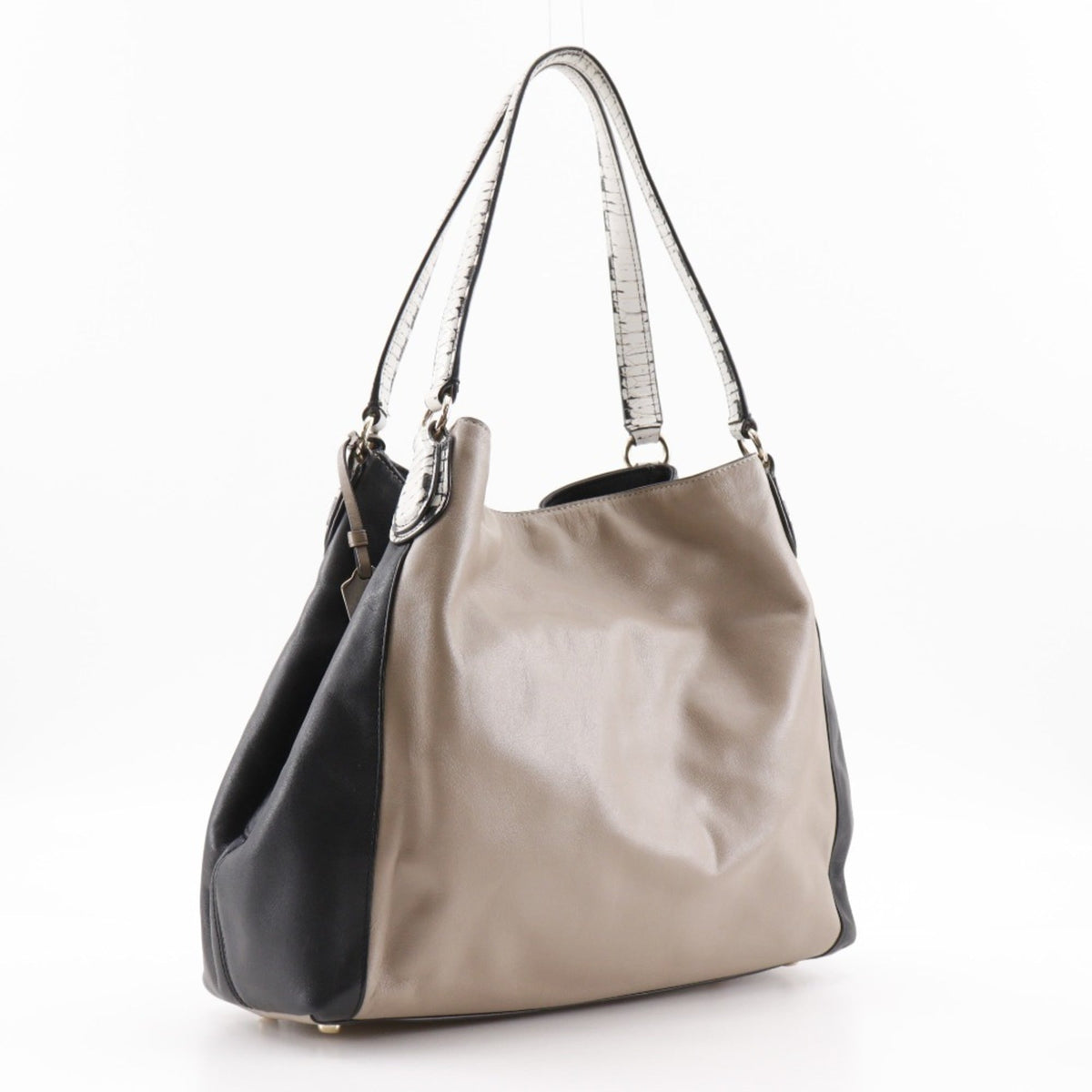 Coach Beige Black Leather Tote Bag (Pre-Owned)