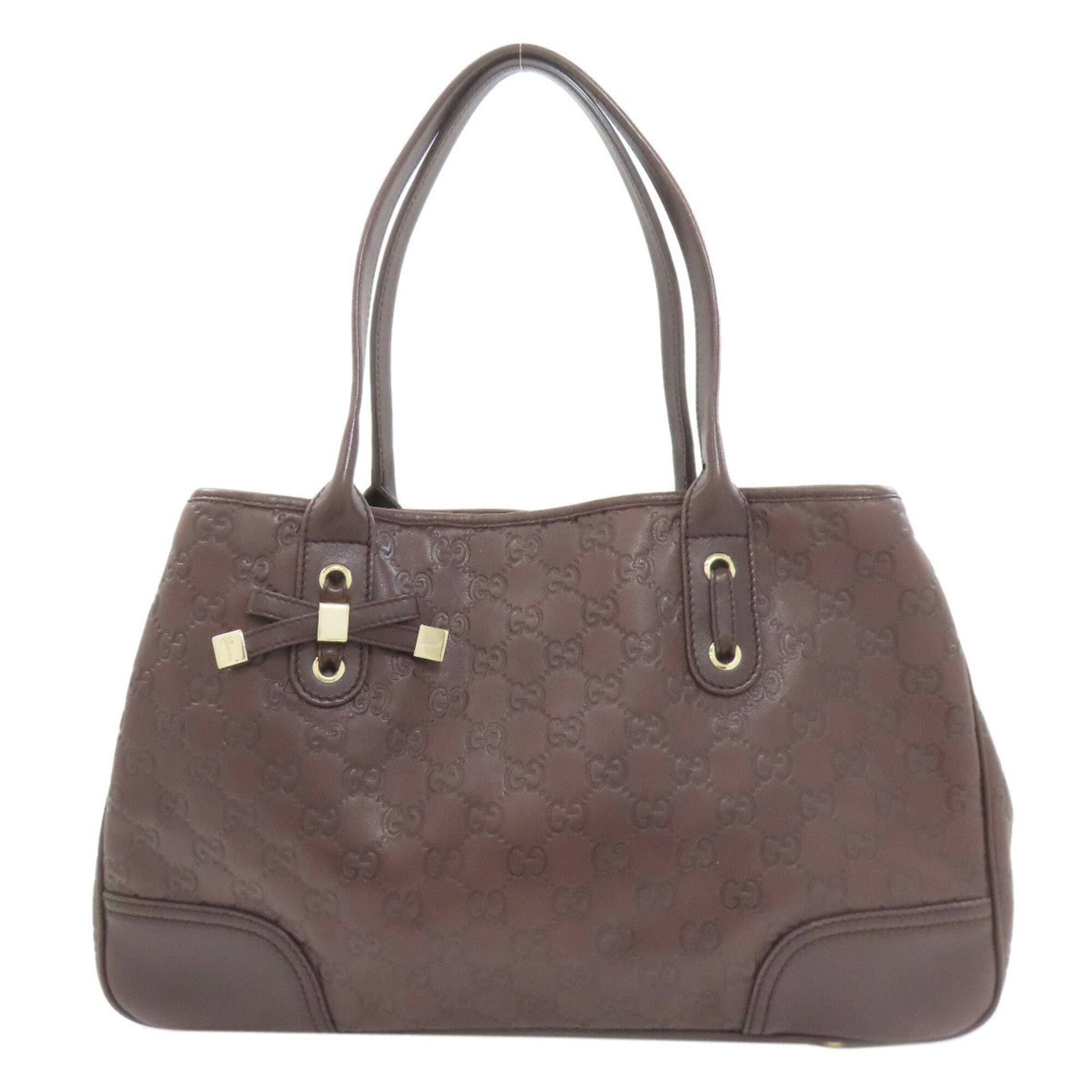 Gucci Dark Brown Leather Tote Bag (Pre-Owned)
