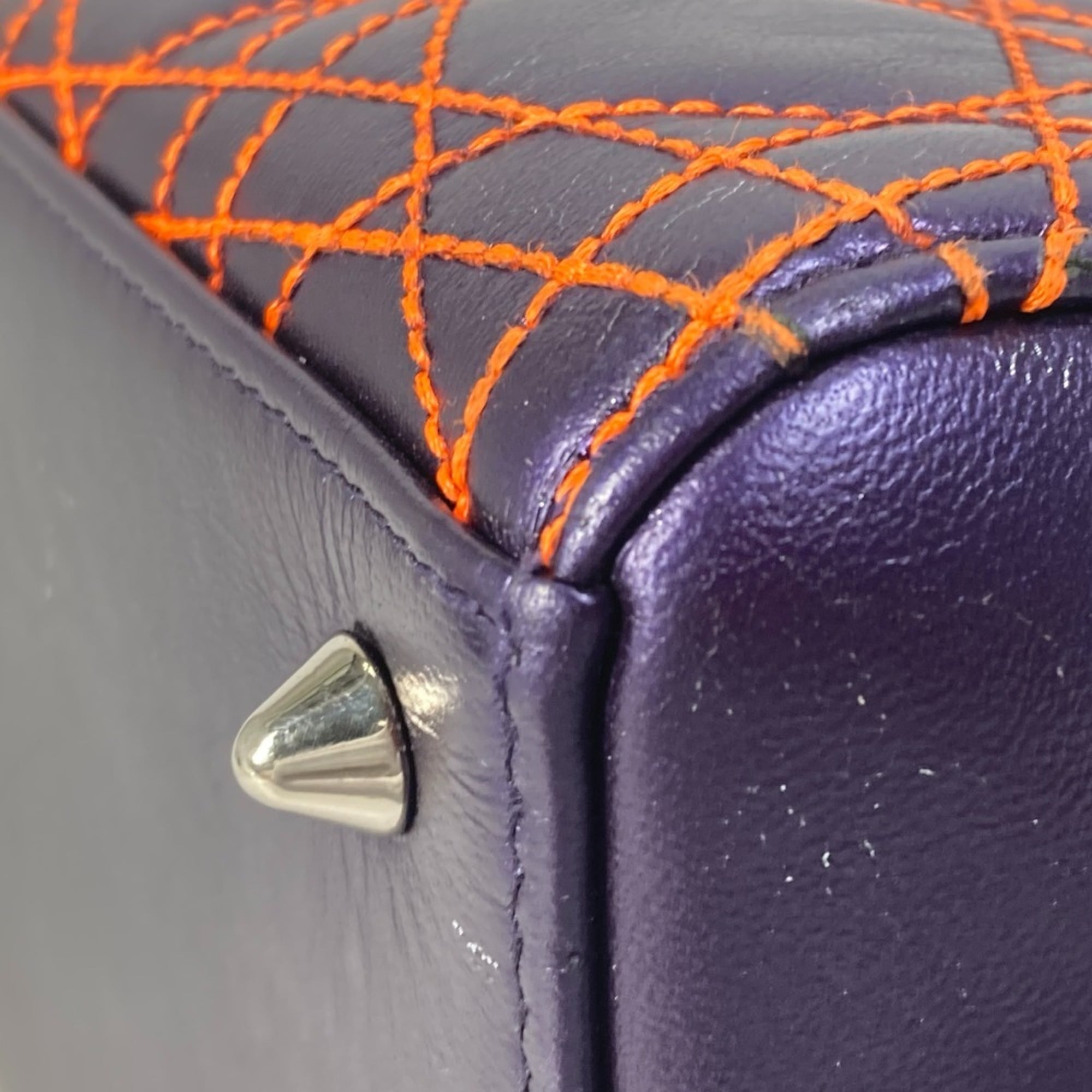 Christian Dior Orange Purple Leather Handbag Shoulder Bag (Pre-Owned)