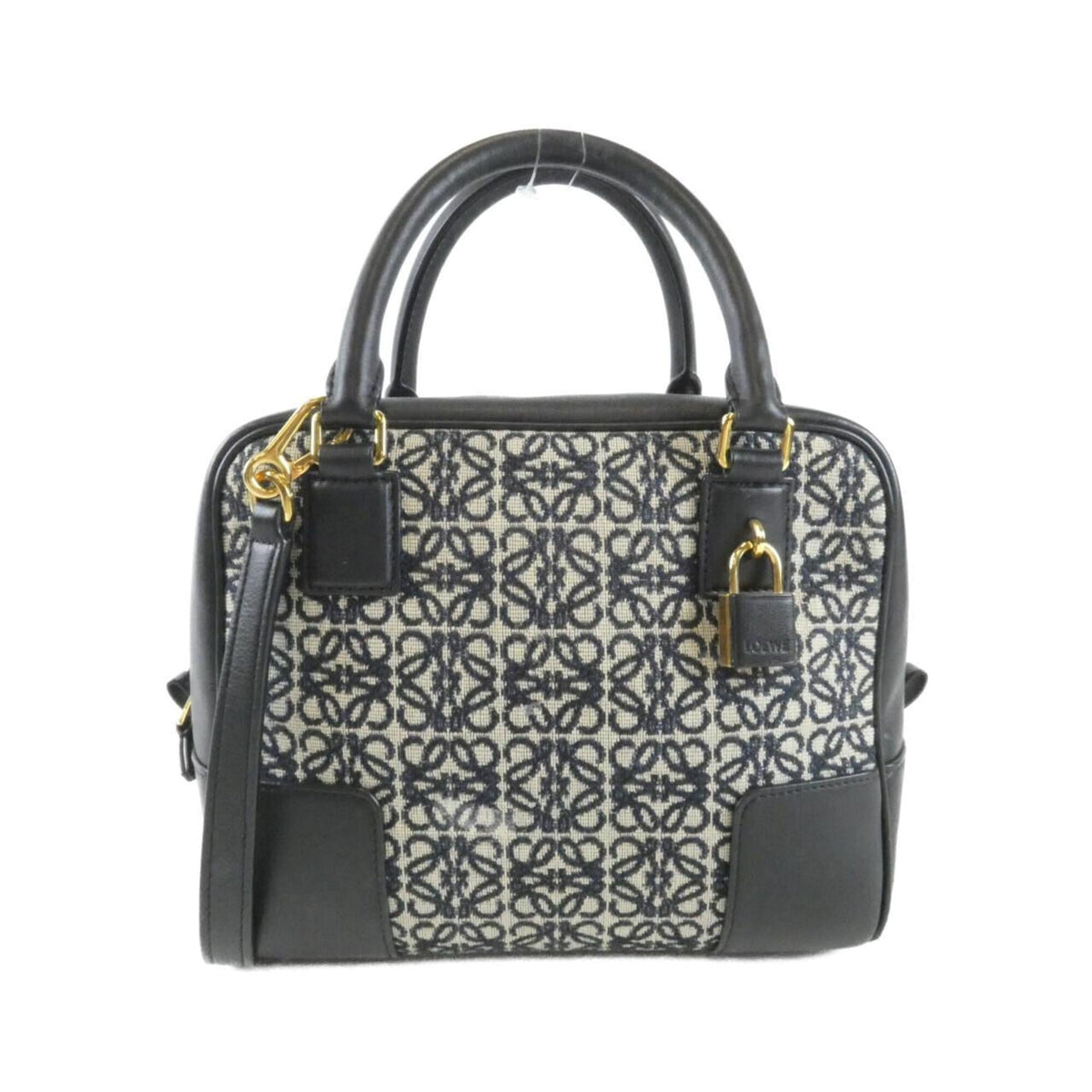 Loewe Black Navy Canvas Leather Handbag (Pre-Owned)