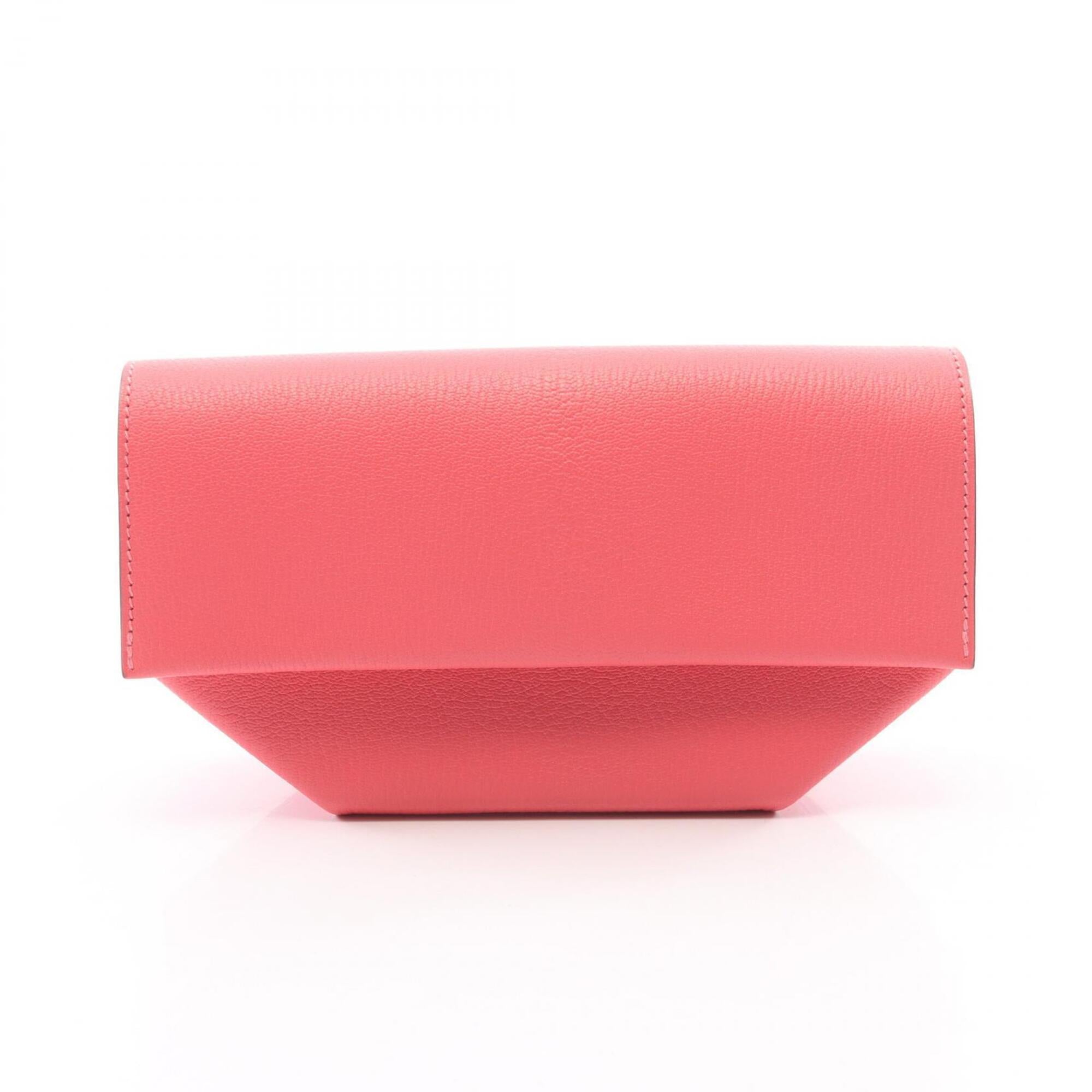 Hermes Pink Rose Azalee Chevre Leather Clutch Bag Handbag (Pre-Owned)