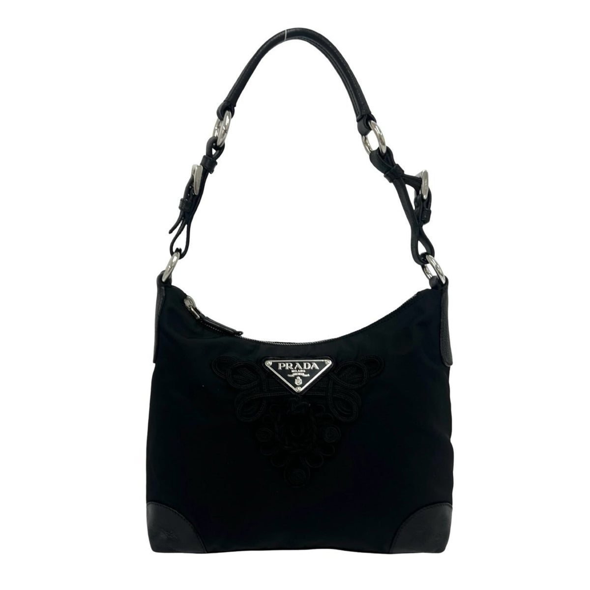 Prada Black Nylon Leather Shoulder Bag (Pre-Owned)