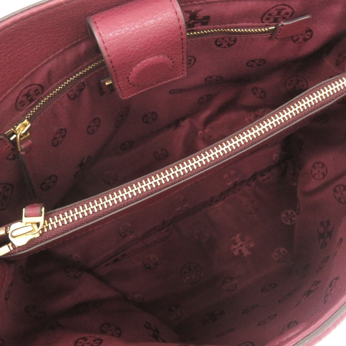 Tory Burch Bordeaux Leather Handbag Shoulder Bag (Pre-Owned)