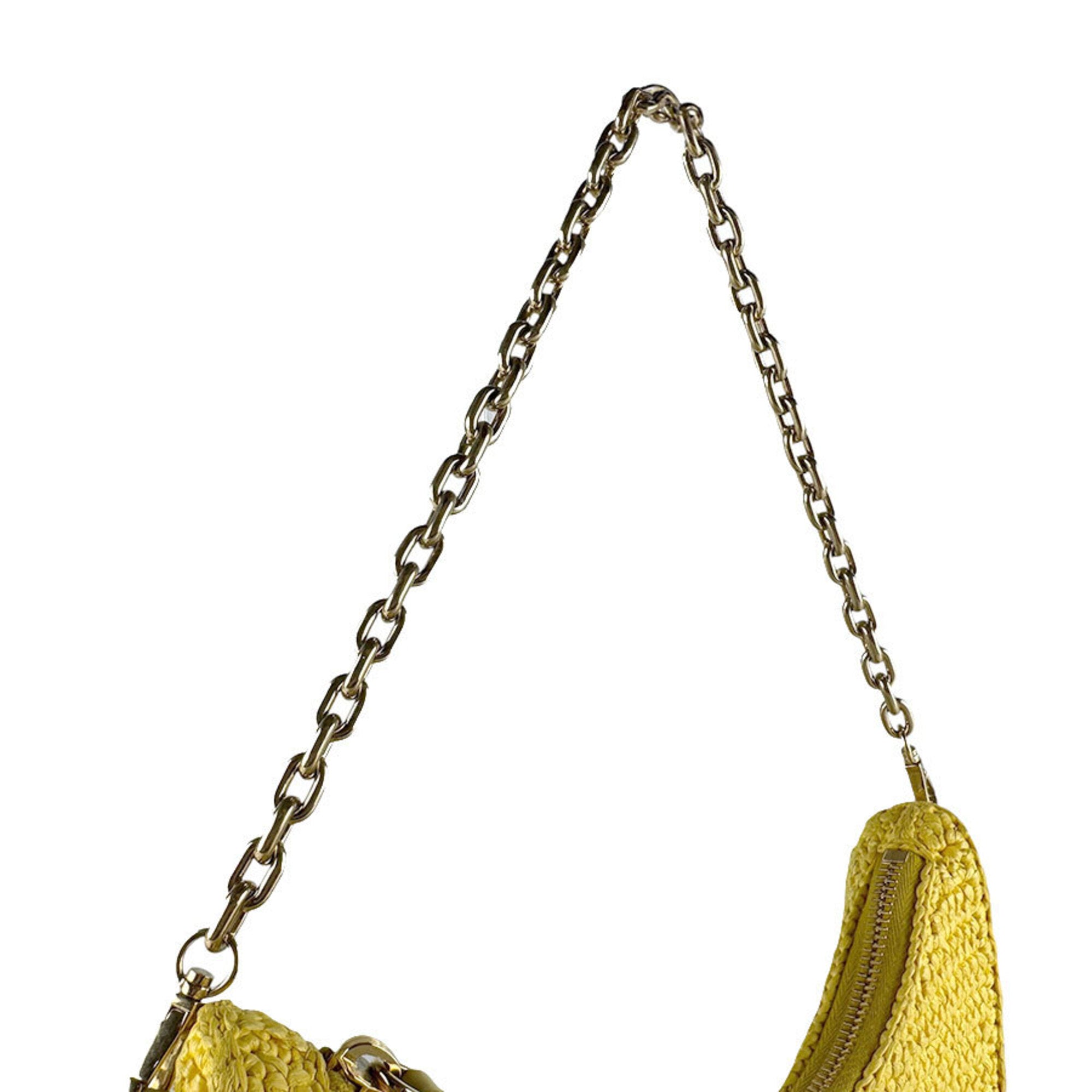 Prada Yellow Raffia Shoulder Bag (Pre-Owned)