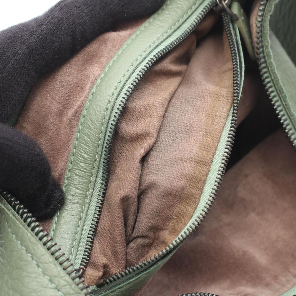Bottega Veneta Green Leather Handbag Shoulder Bag (Pre-Owned)