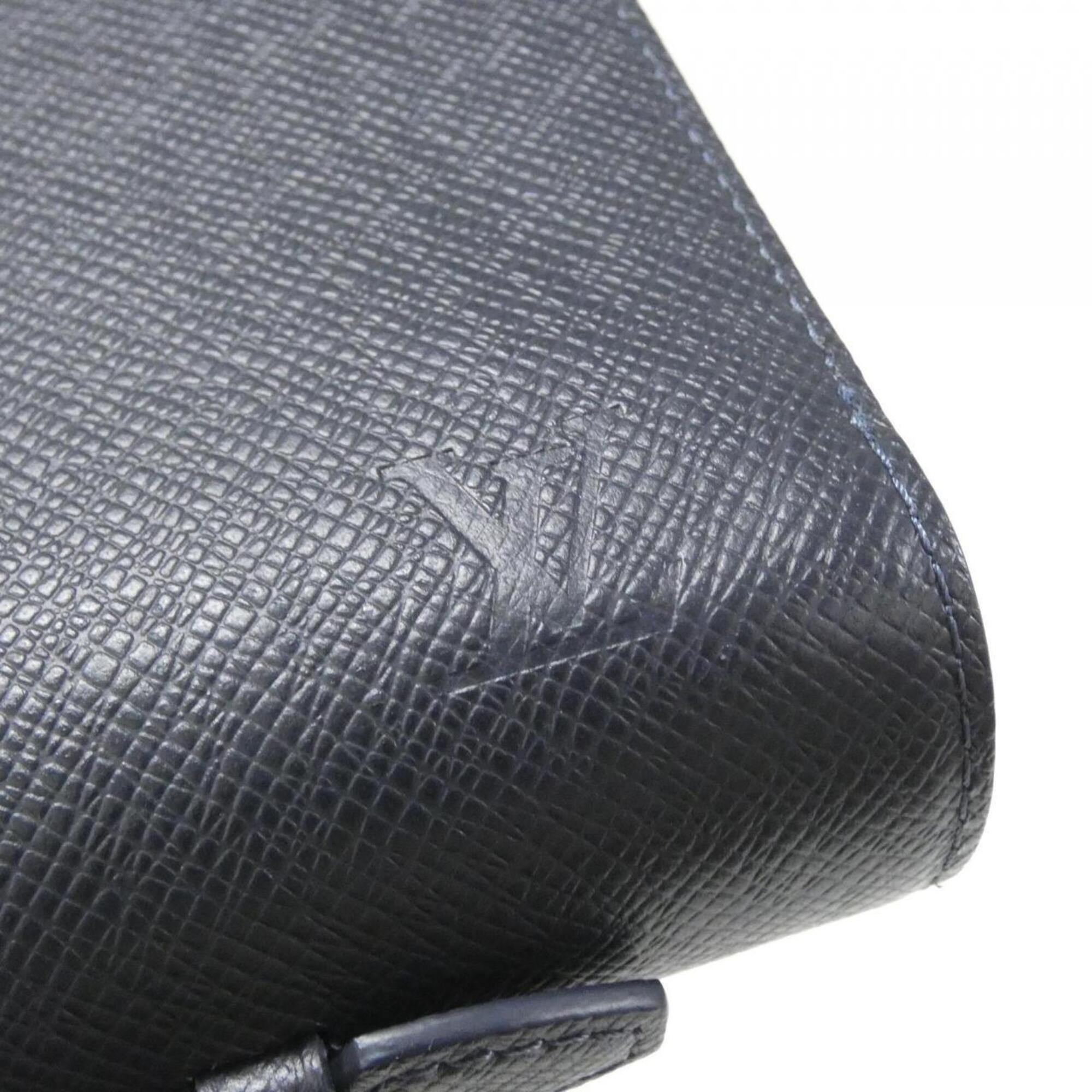 Louis Vuitton Navy Blue Leather Long Wallet (Bi-Fold) (Pre-Owned)