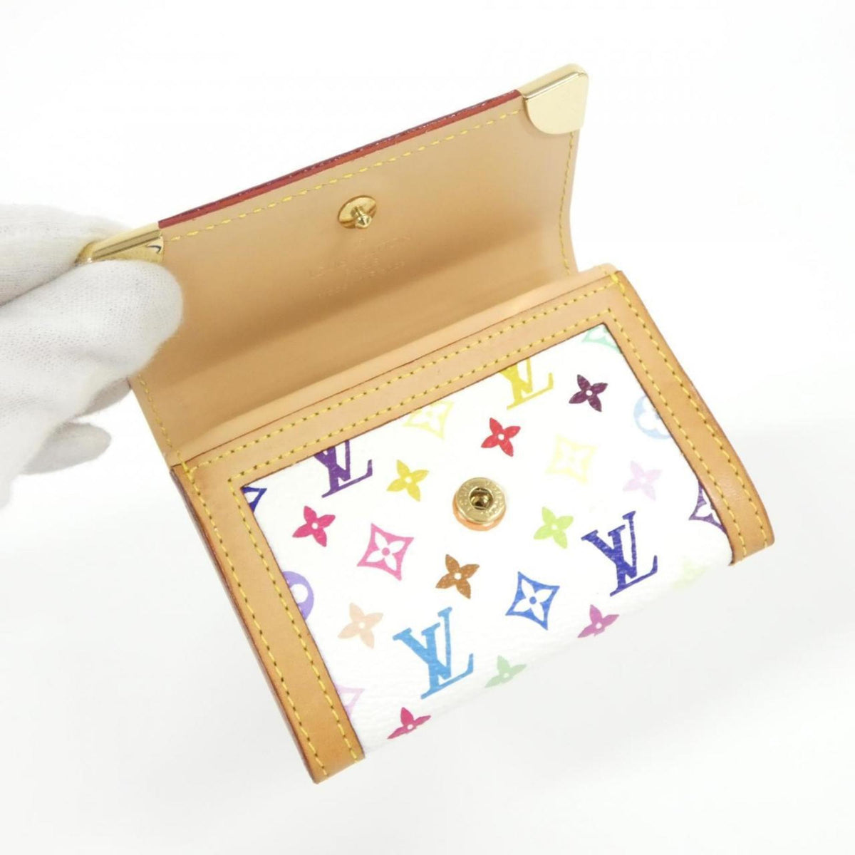 Louis Vuitton Multi-Color White Coated Canvas Coin Purse/Coin Case (Pre-Owned)