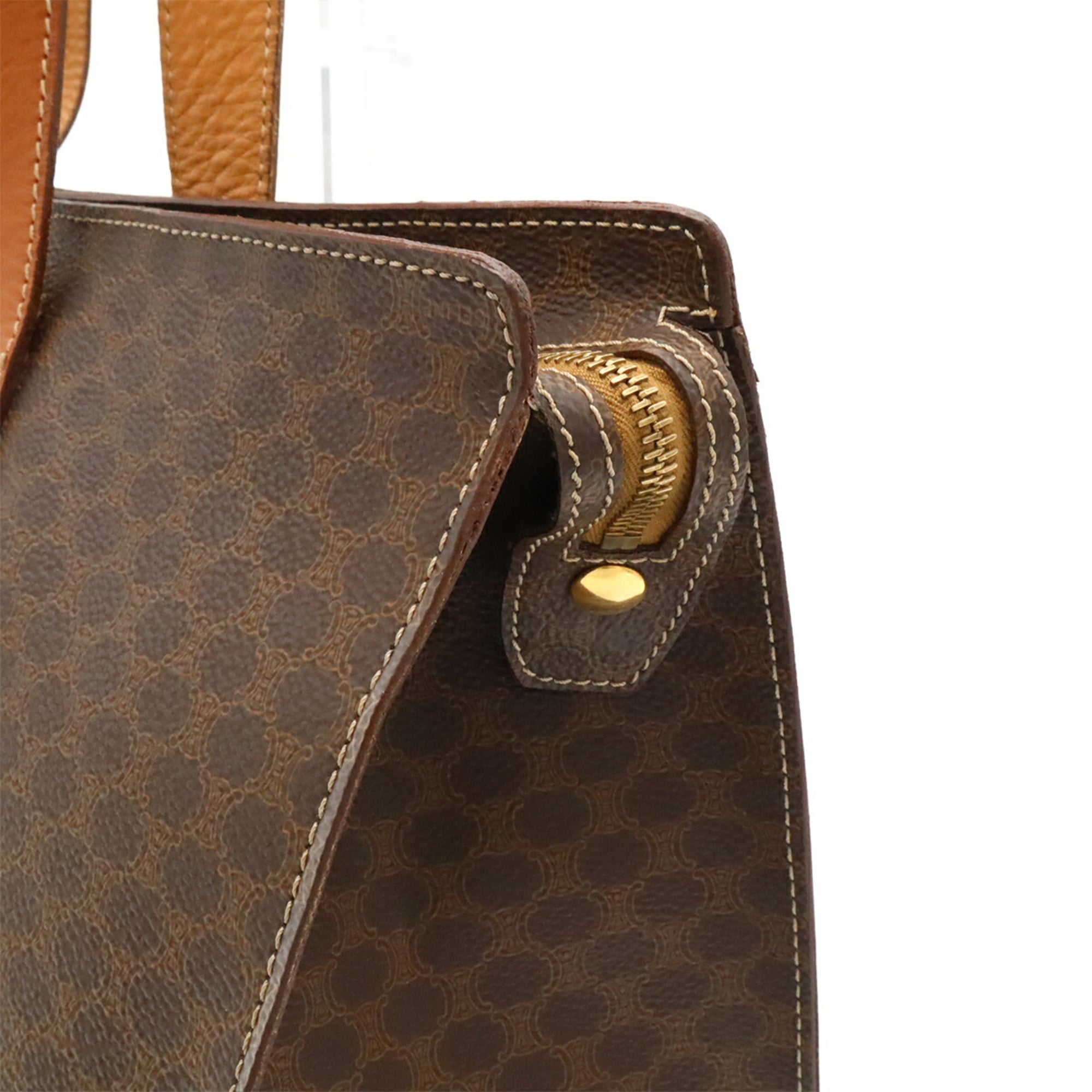 Celine Brown Dark Brown Pvc Leather Shoulder Bag Tote Bag (Pre-Owned)