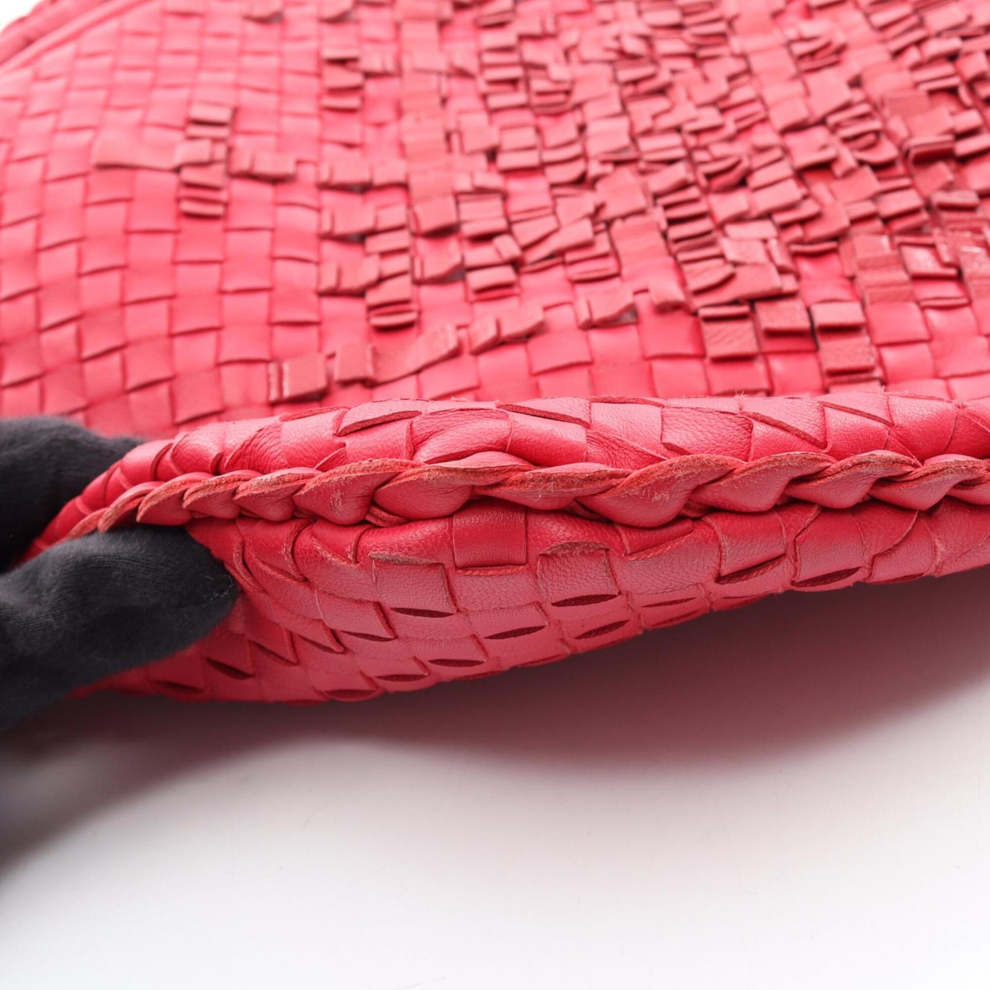 Bottega Veneta Pink Red Color Leather Handbag (Pre-Owned)