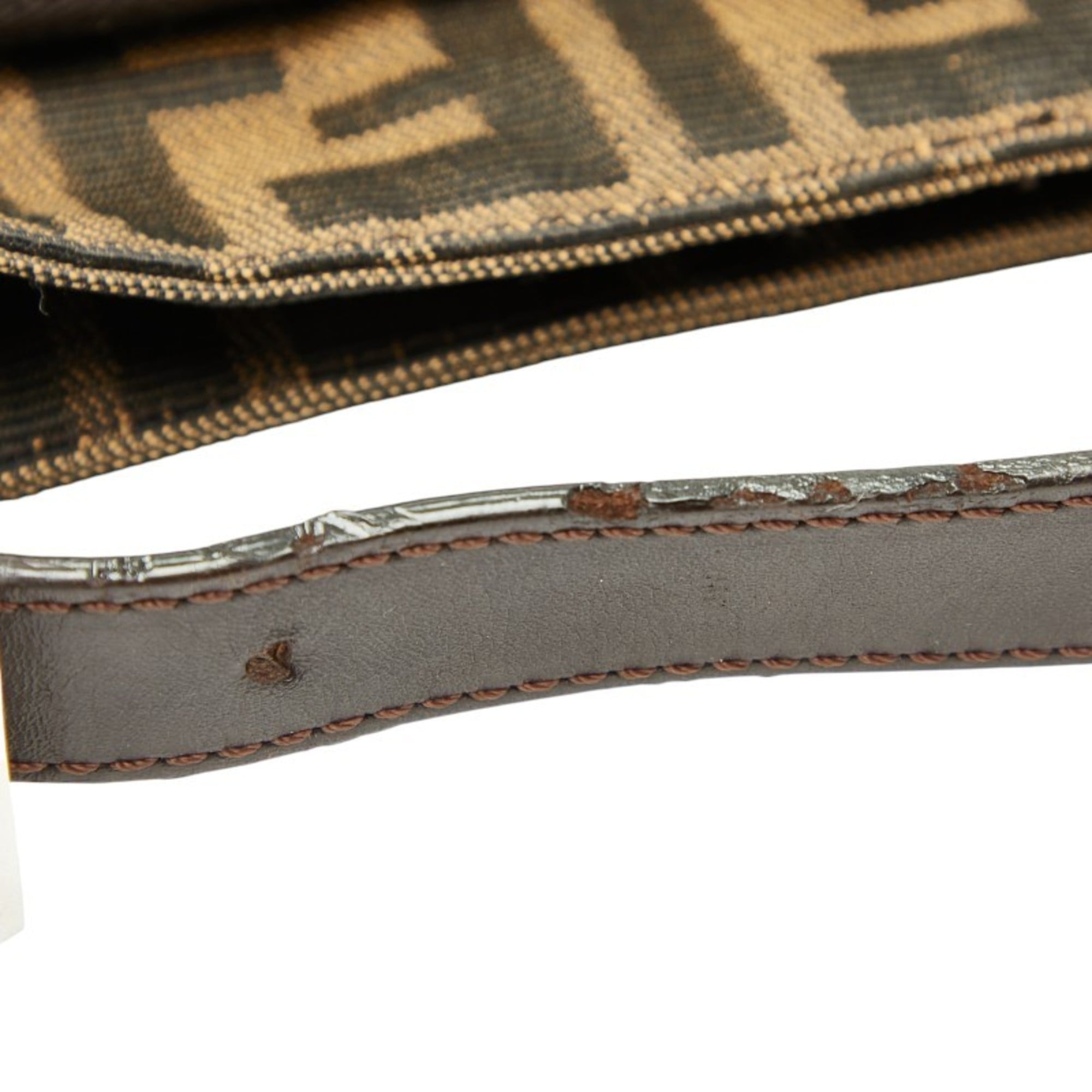 Fendi Brown Canvas Leather Shoulder Bag (Pre-Owned)
