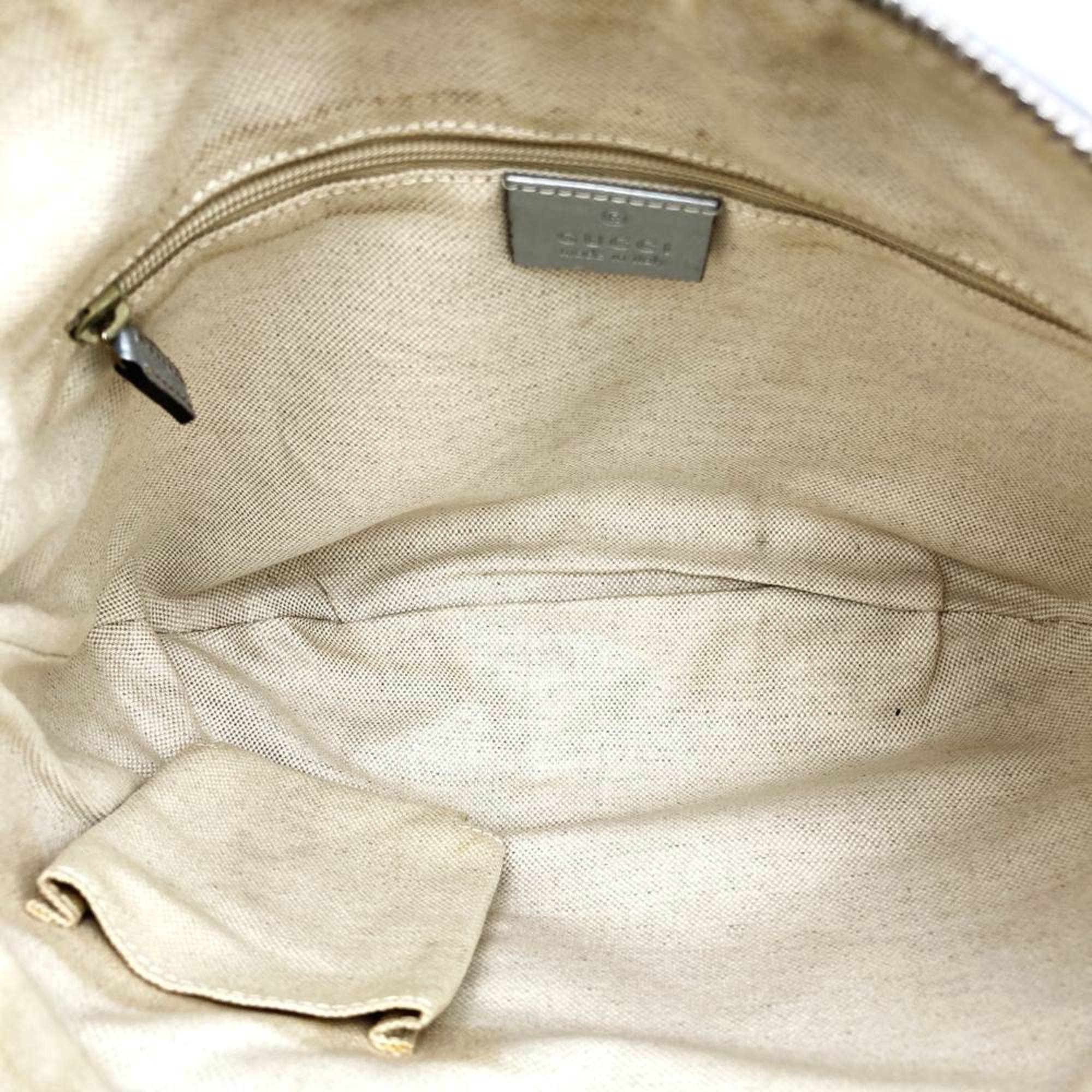 Gucci Abbey Silver Leather Shoulder Bag (Pre-Owned)