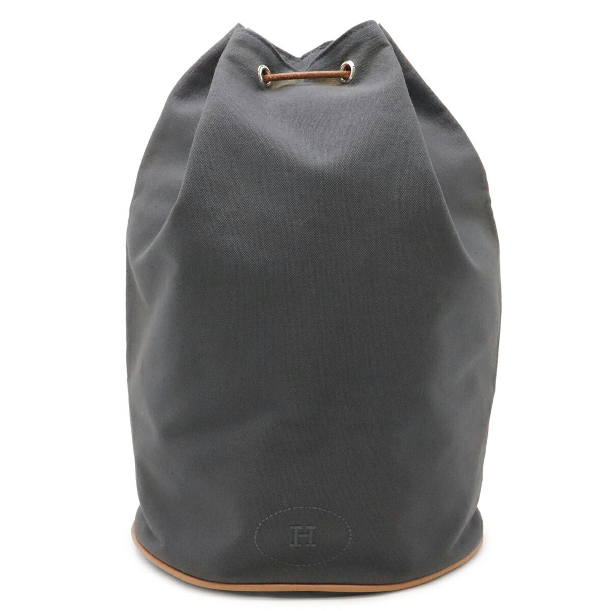Hermes Gray Canvas Leather Shoulder Bag (Pre-Owned)