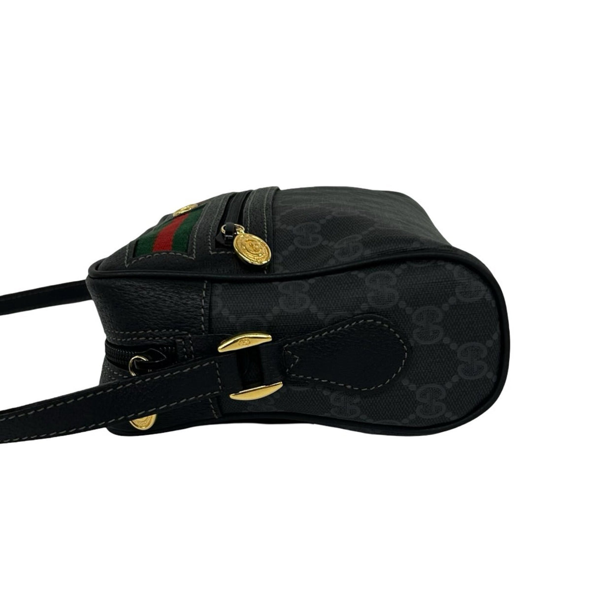 Gucci Black Green Red Color Leather Pvc Shoulder Bag (Pre-Owned)
