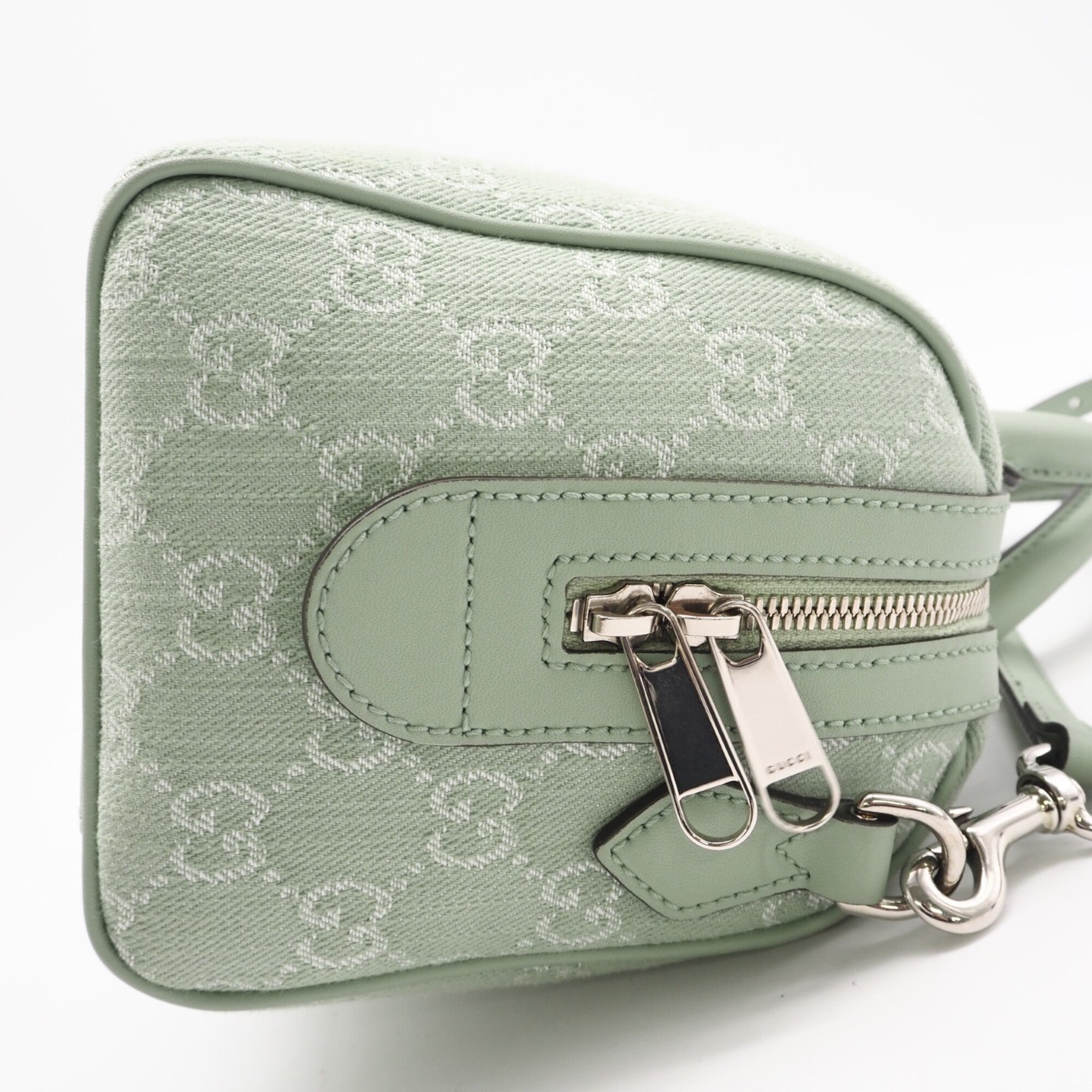 Gucci Green Gg Canvas Boston Bag Handbag (Pre-Owned)