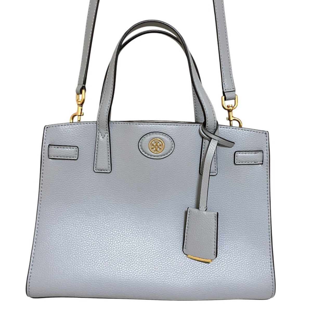 Tory Burch Light Gray Leather Handbag Shoulder Bag (Pre-Owned)
