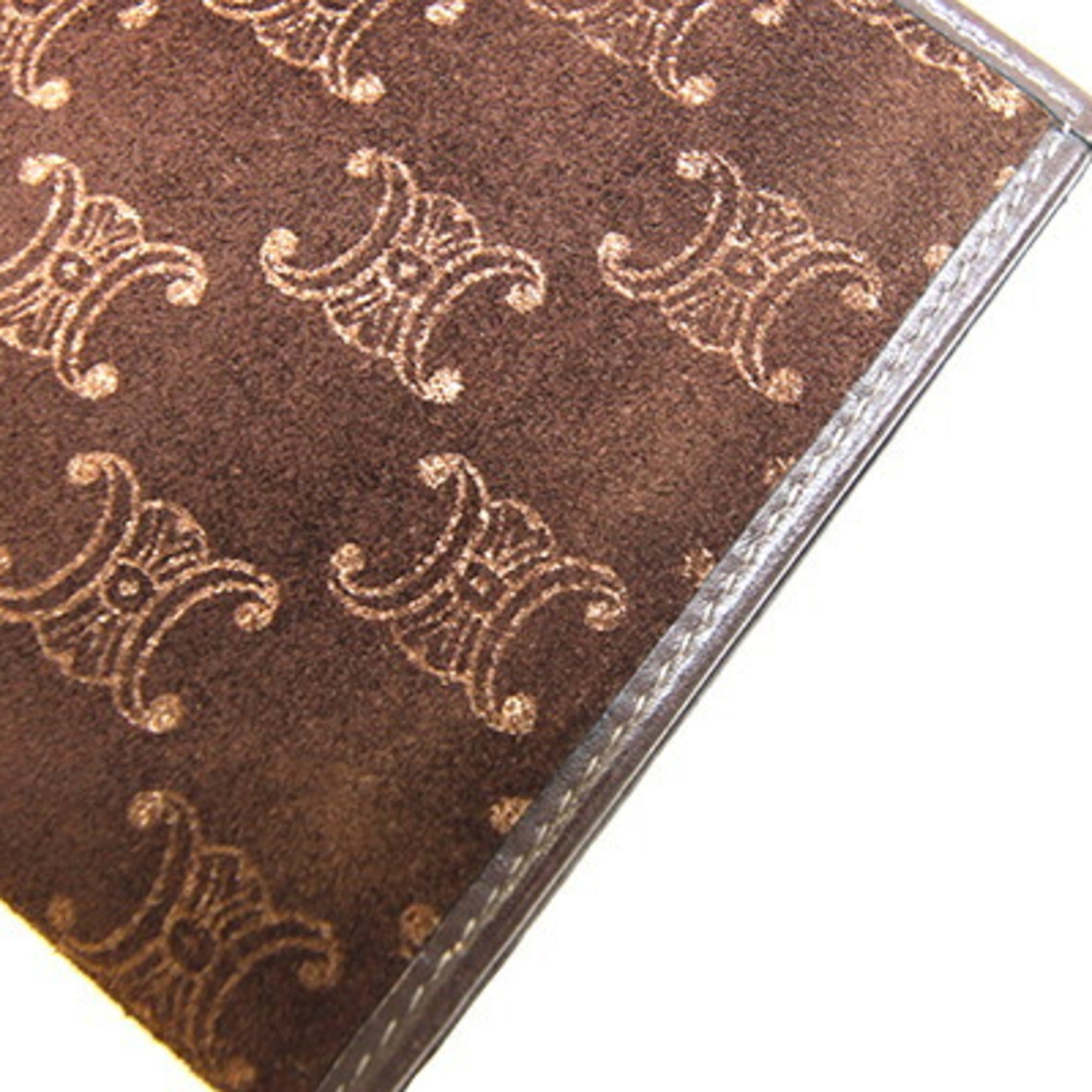 Celine Dark Brown Suede Leather Long Wallet (Bi-Fold) (Pre-Owned)
