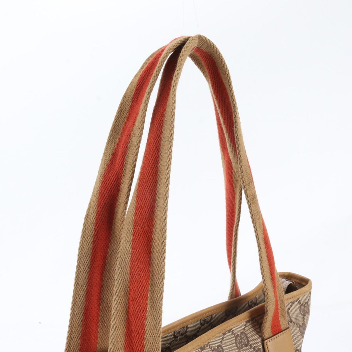 Gucci Brown Leather Canvas Handbag Shoulder Bag Tote Bag (Pre-Owned)
