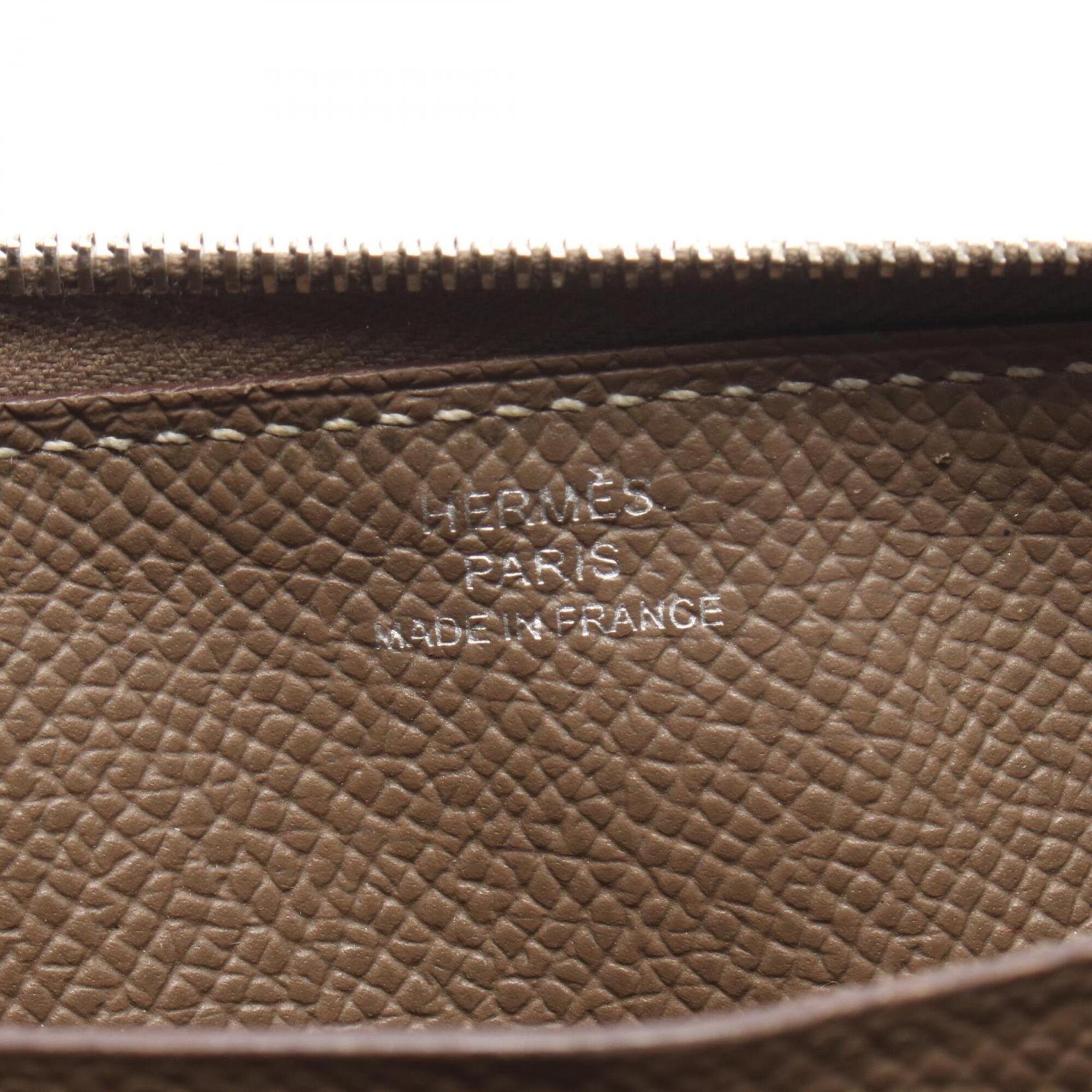 Hermes Etoupe Gray Gray Epsom Leather Long Wallet (Bi-Fold) (Pre-Owned)