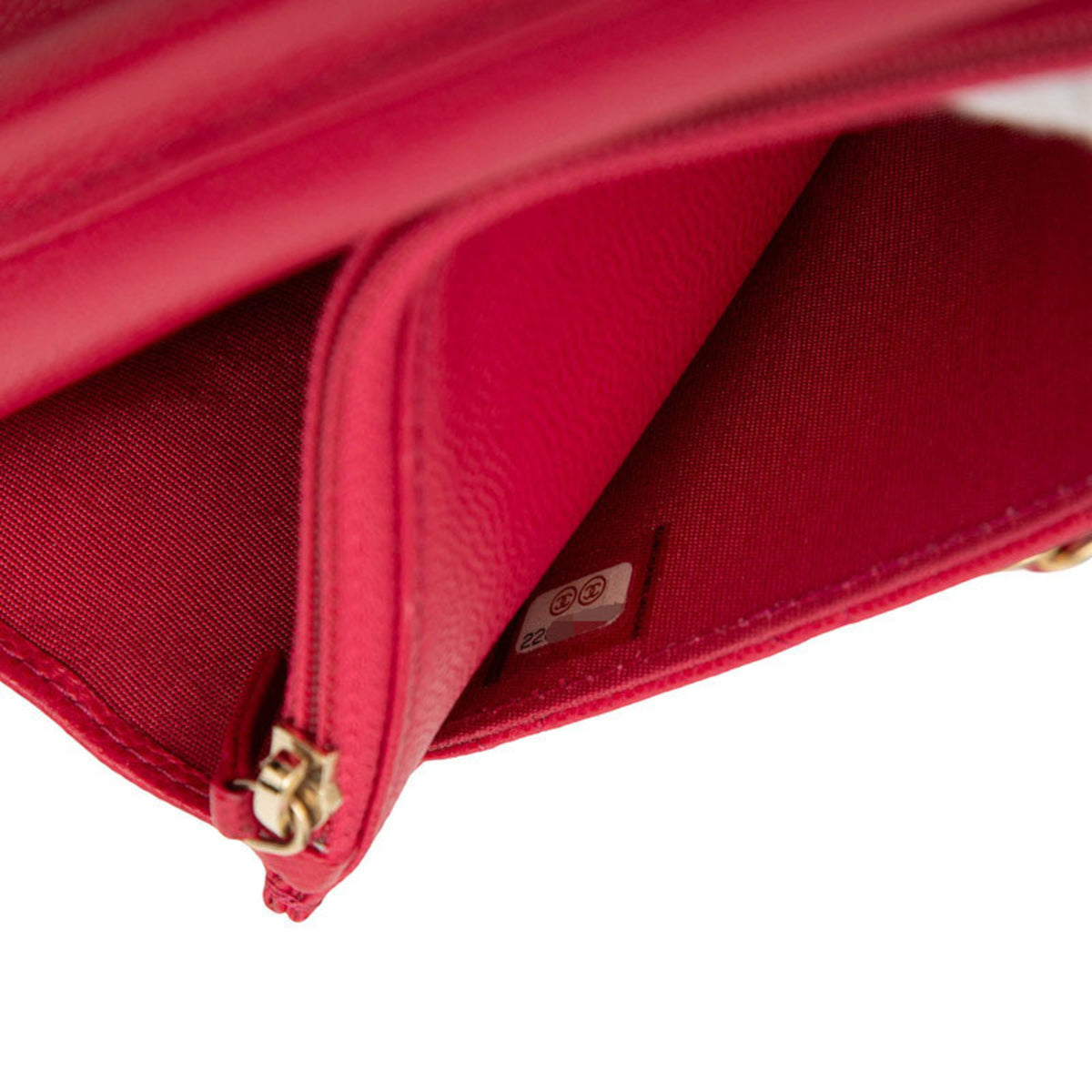 Chanel Red Color Grained Calfskin Shoulder Bag (Pre-Owned)