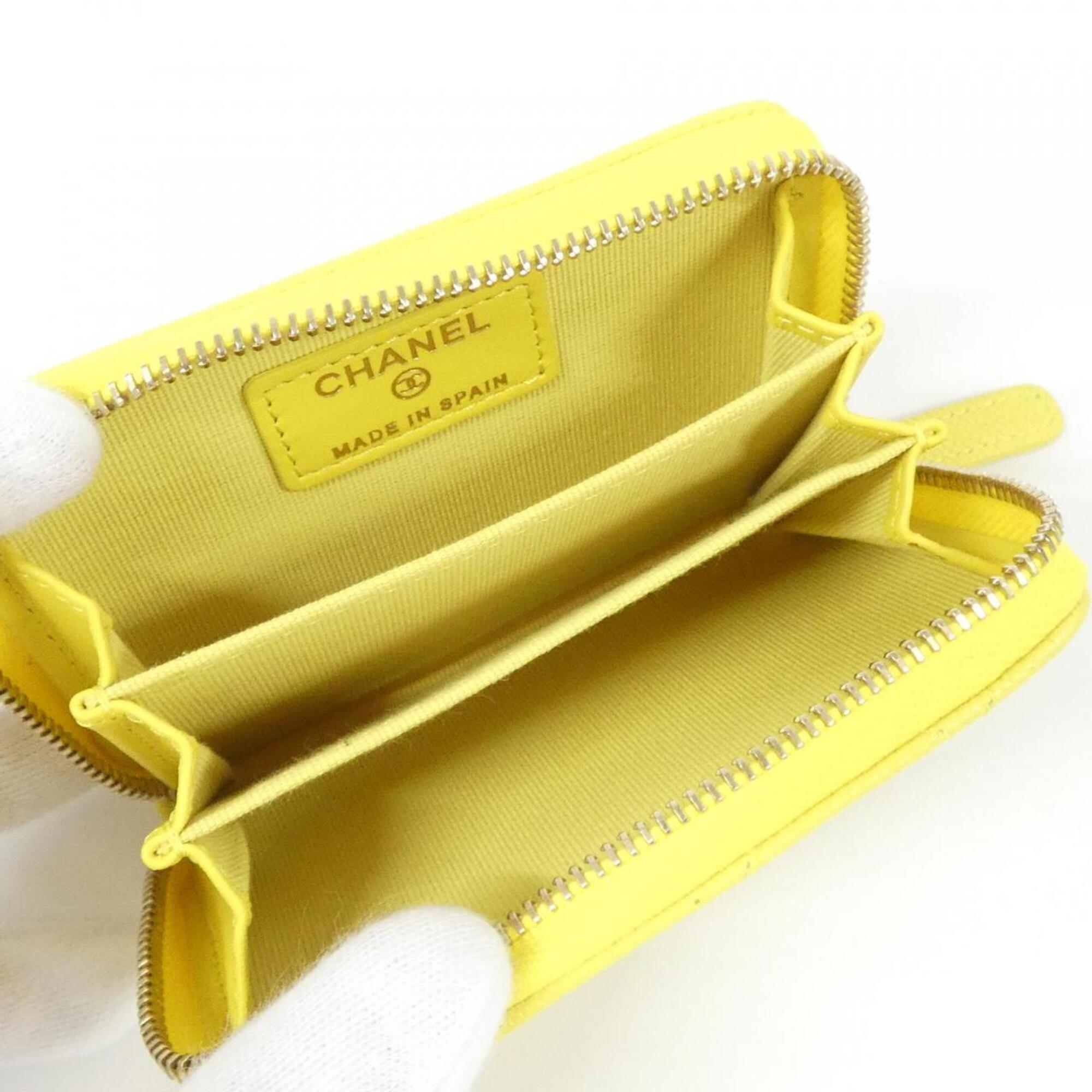 Chanel Yellow Grained Calfskin Coin Purse/Coin Case (Pre-Owned)