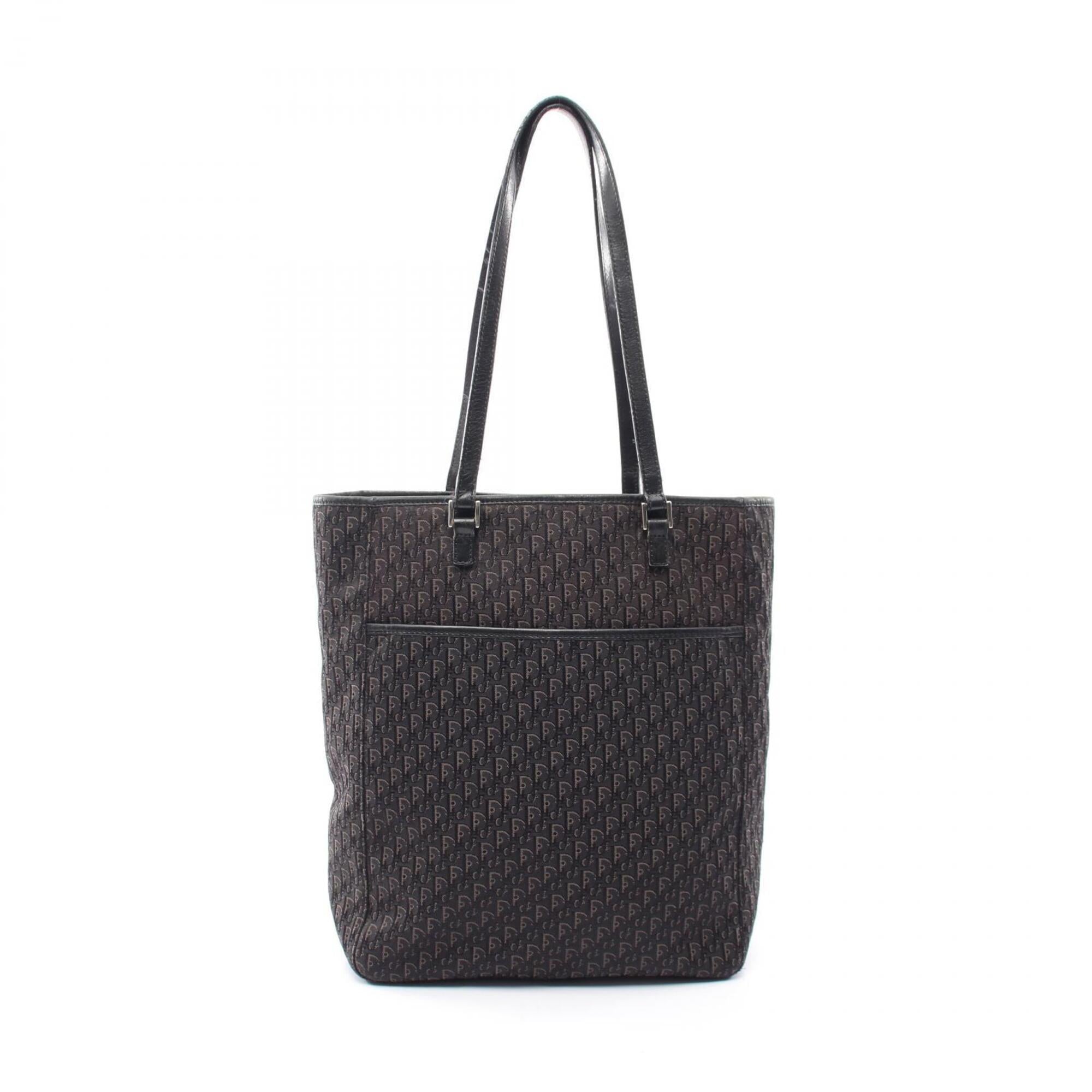 Christian Dior Black Gray Canvas Handbag Tote Bag (Pre-Owned)