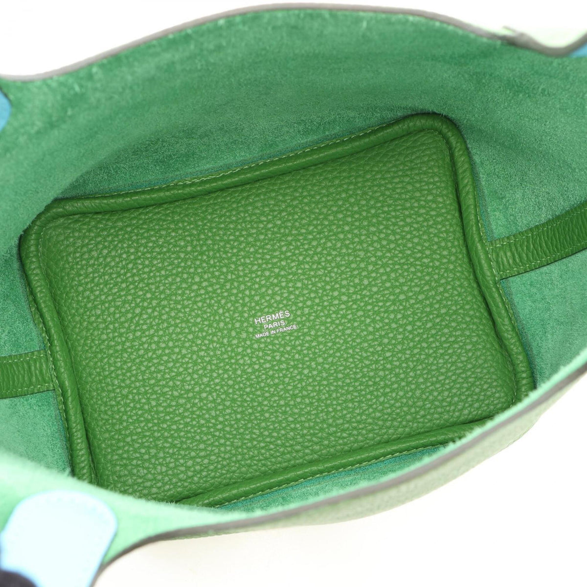 Hermes Blue Green Taurillon Clemence Leather Leather Handbag (Pre-Owned)