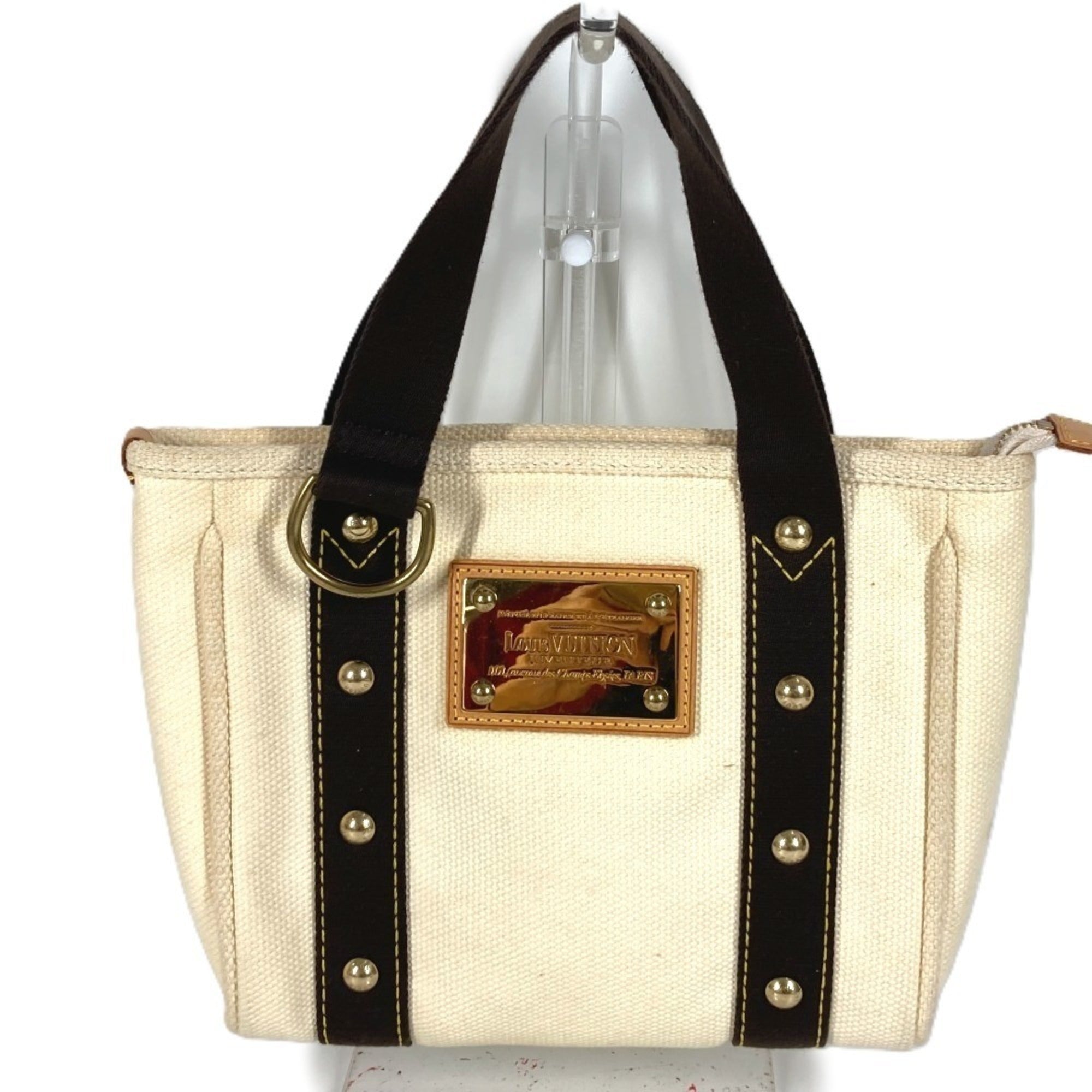 Louis Vuitton Brown White Canvas Handbag Tote Bag (Pre-Owned)