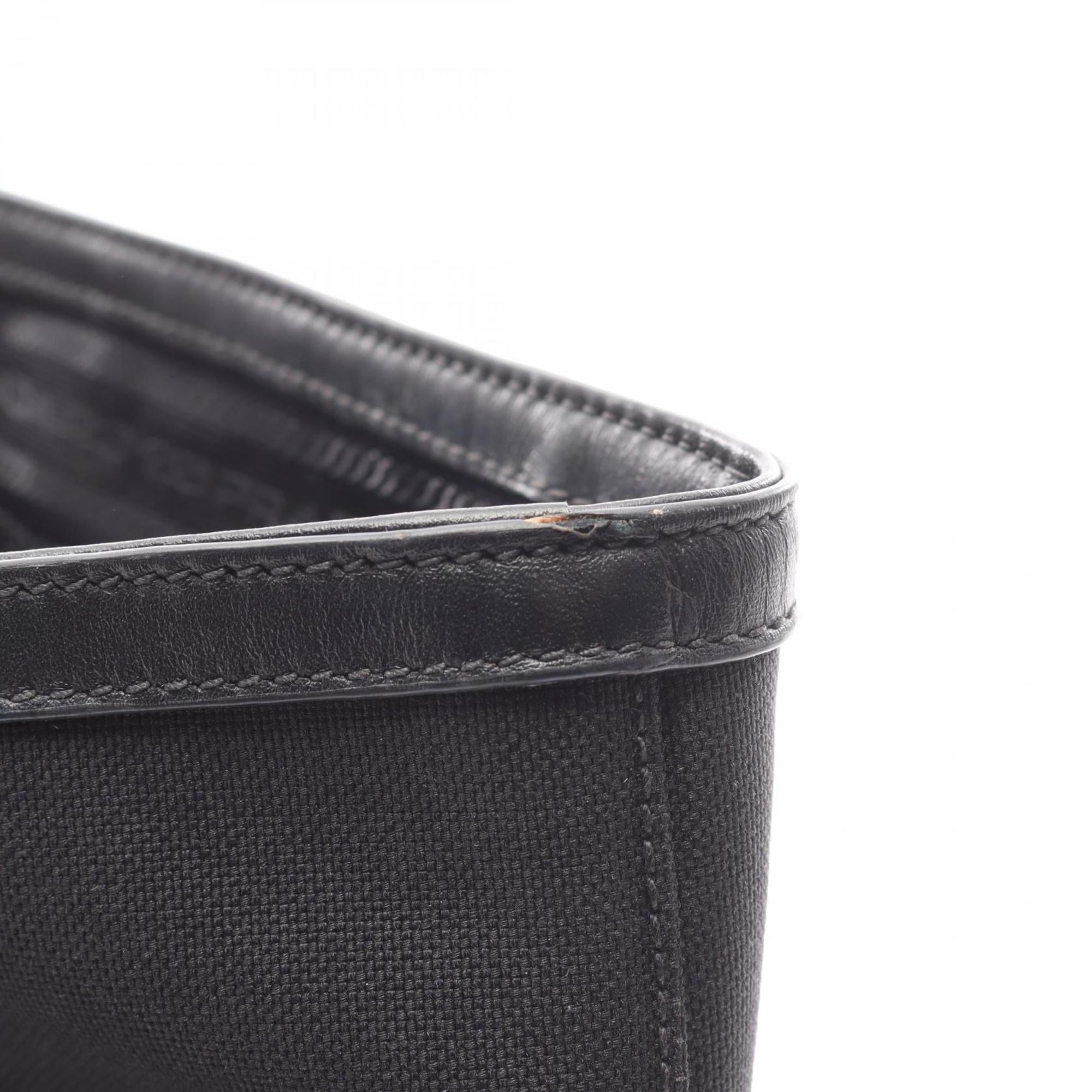 Prada Black Canvas Leather Tote Bag (Pre-Owned)