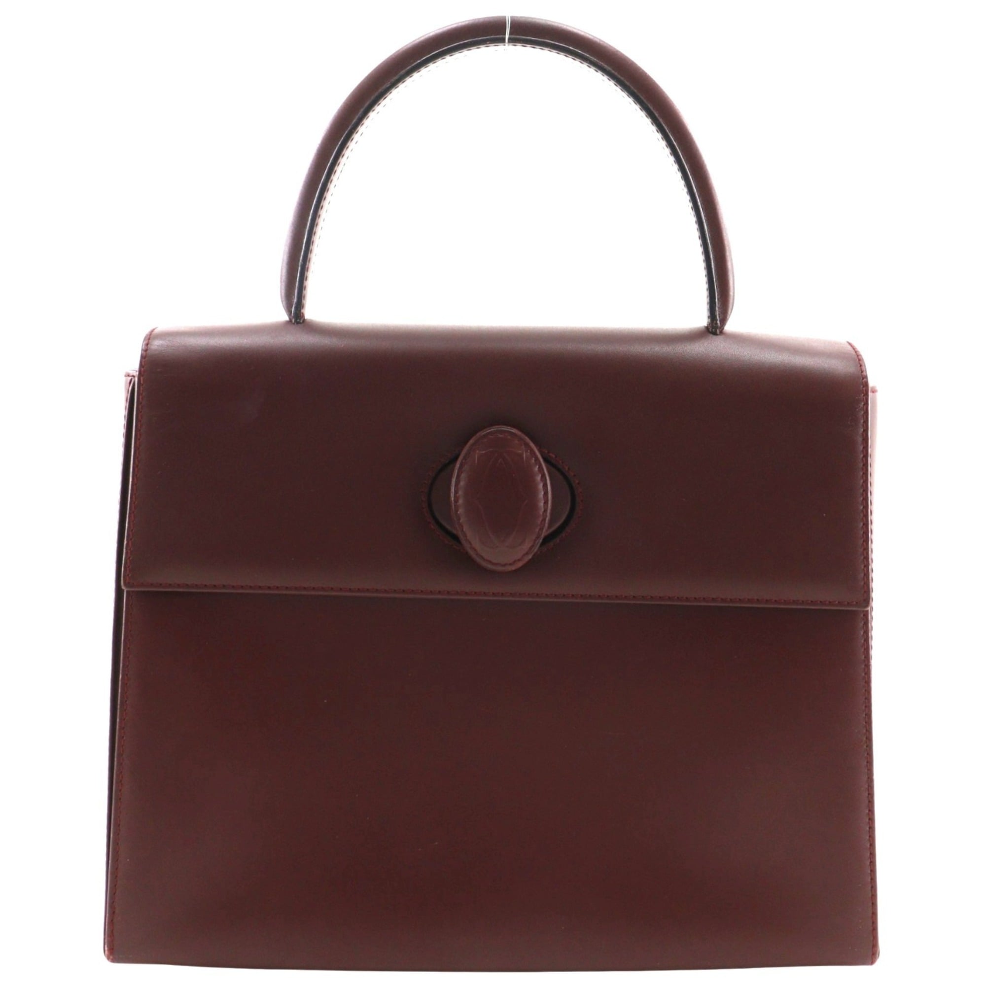 Cartier Bordeaux Red Color Wine Red Leather Handbag (Pre-Owned)