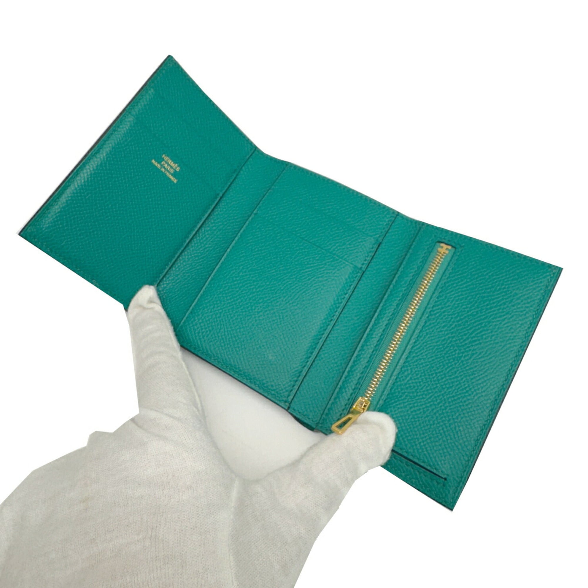 Hermes Green Epsom Leather Wallet (Tri-Fold) (Pre-Owned)