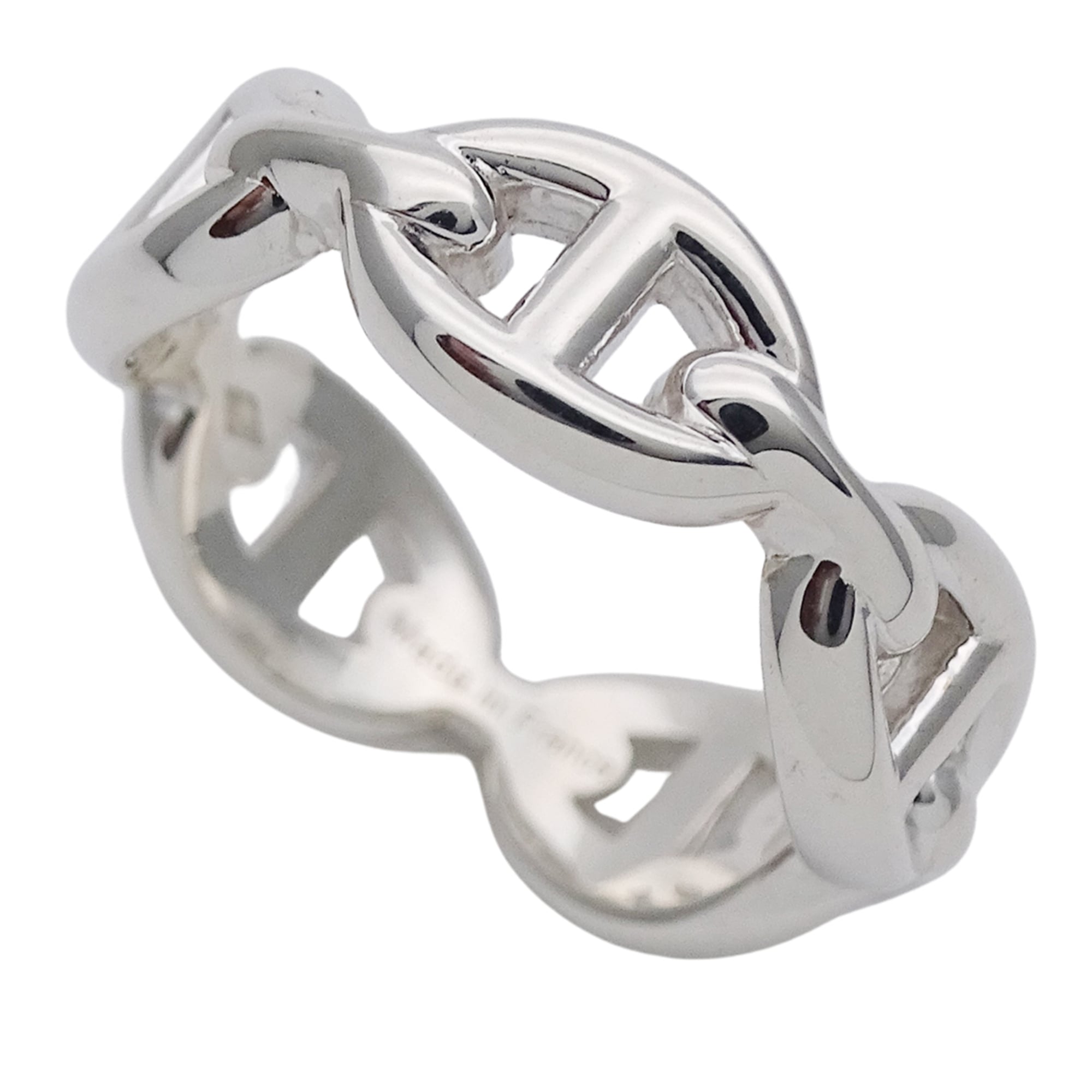 Hermes Silver Silver 925 Band Ring (Pre-Owned)
