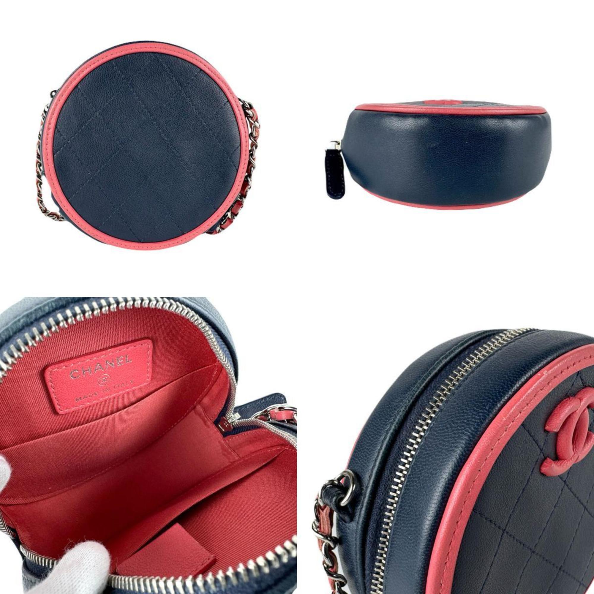 Chanel Navy Pink Leather Shoulder Bag (Pre-Owned)