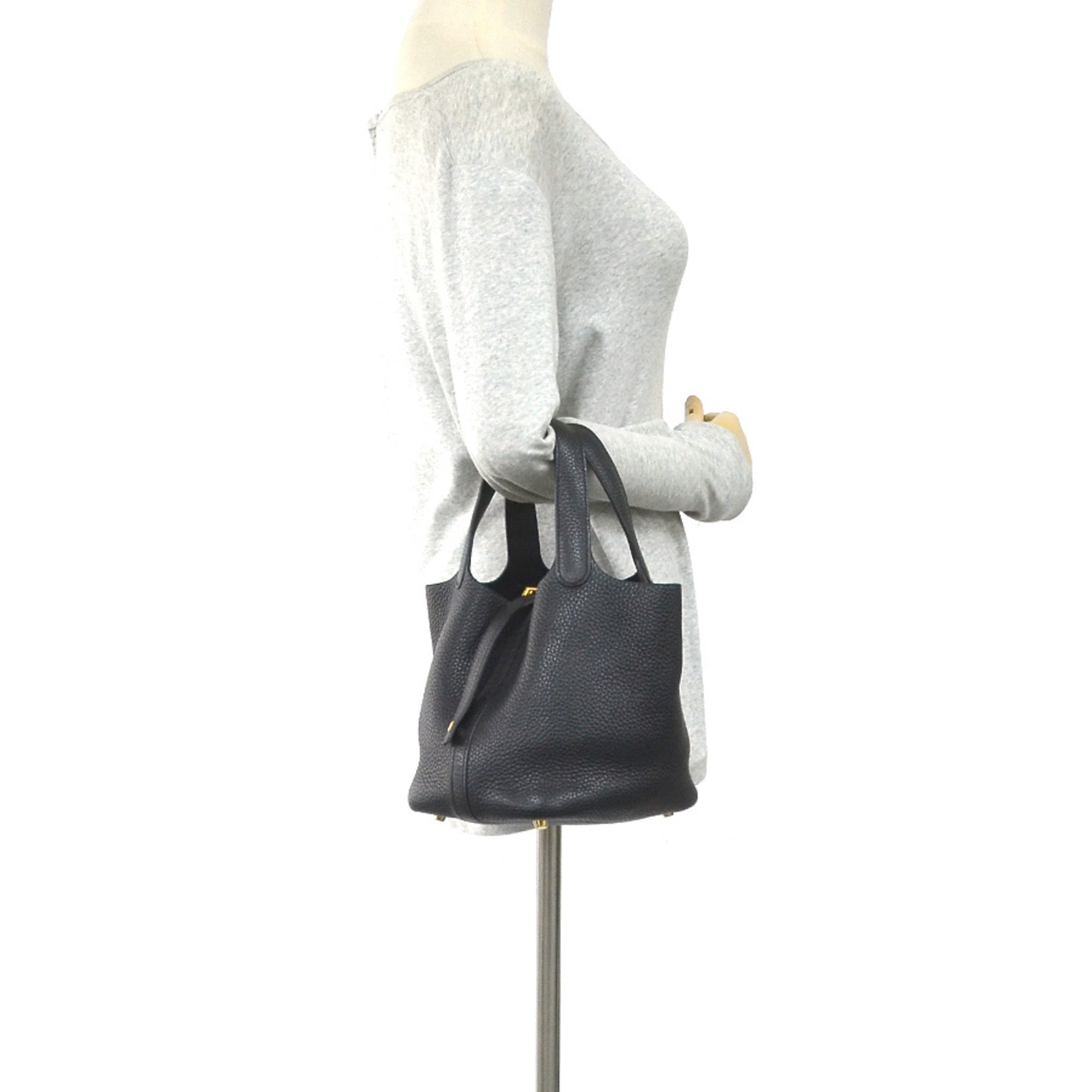 Hermes Black Taurillon Clemence Leather Handbag (Pre-Owned)