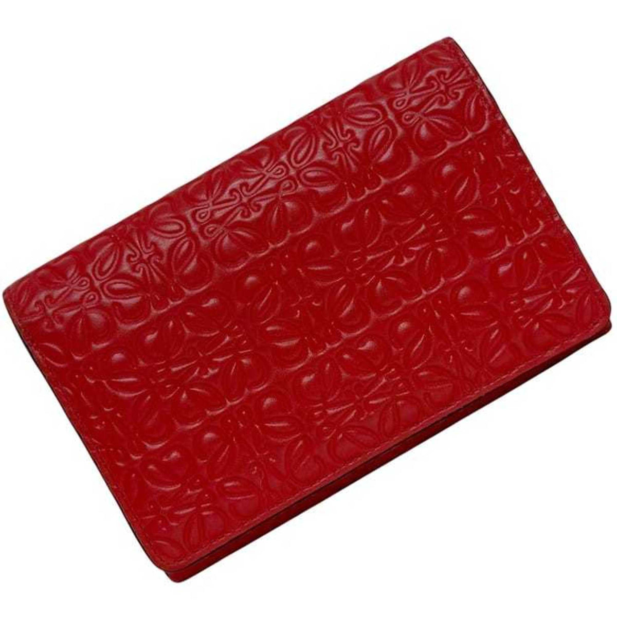 Loewe Repeat Red Color Leather Wallet (Bi-Fold) (Pre-Owned)
