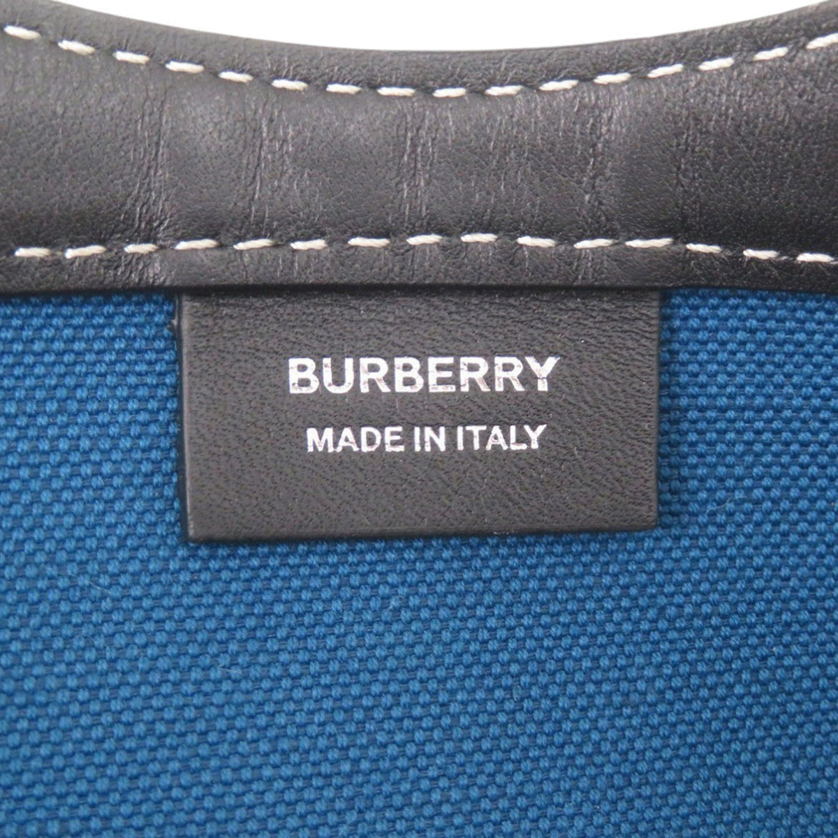 Burberry Black Blue Canvas Leather Shoulder Bag (Pre-Owned)