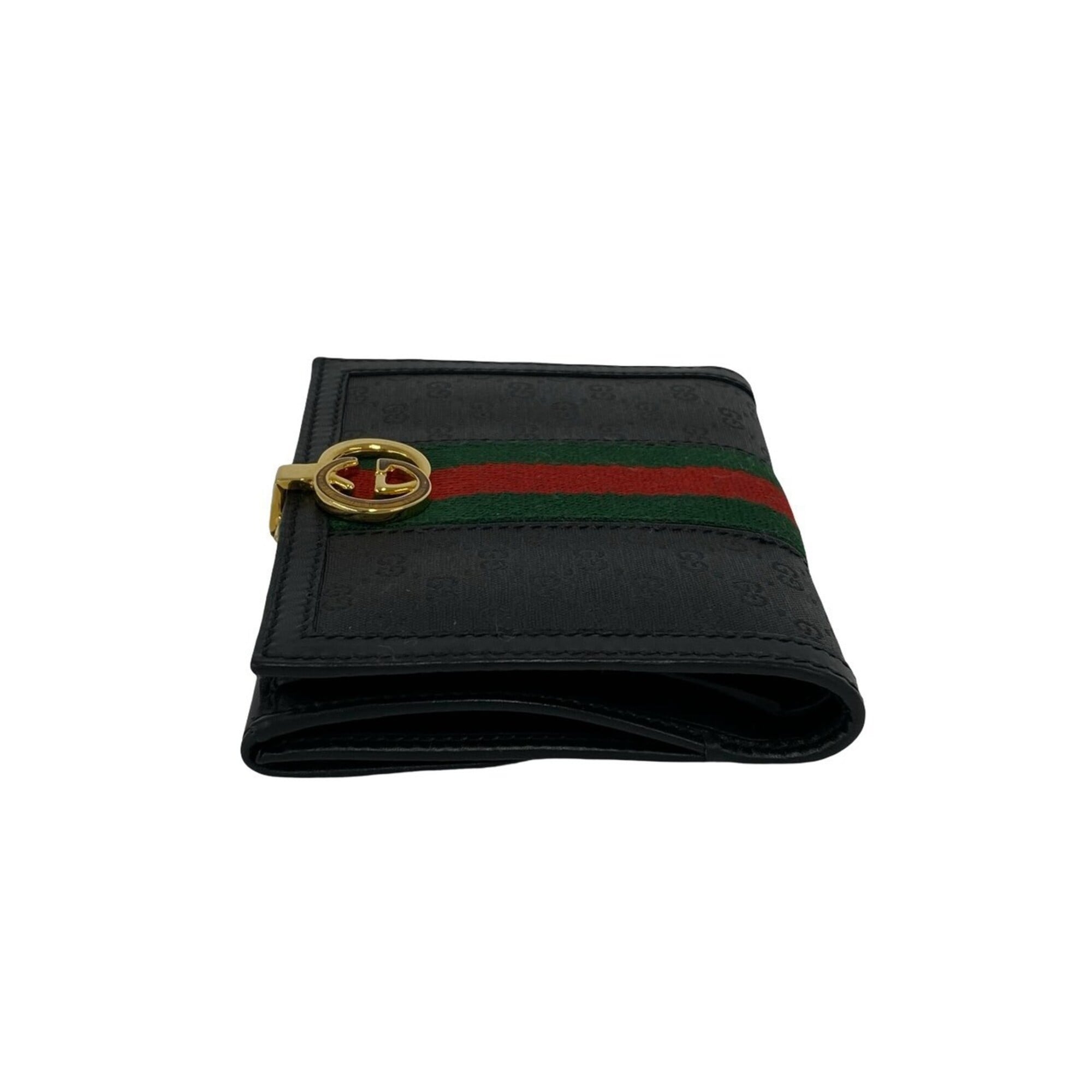 Gucci Black Green Red Color Leather Pvc Wallet (Bi-Fold) (Pre-Owned)