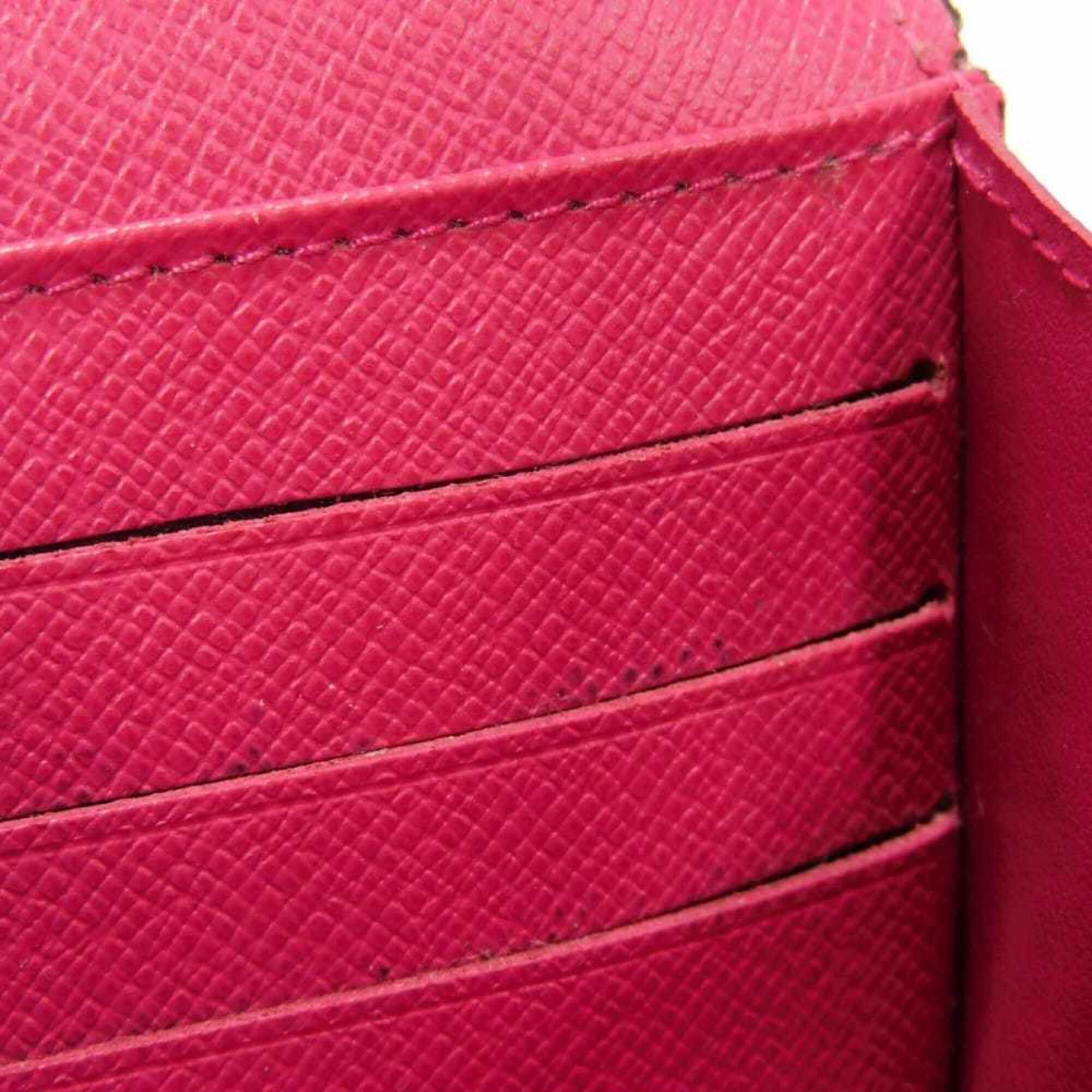 Louis Vuitton Brown Hot Pink Monogram Canvas Leather Long Wallet (Bi-Fold) (Pre-Owned)