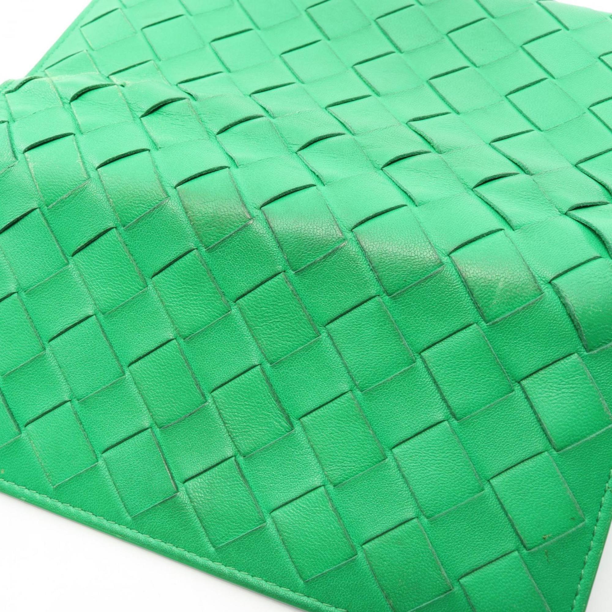 Bottega Veneta Green Leather Long Wallet (Bi-Fold) (Pre-Owned)