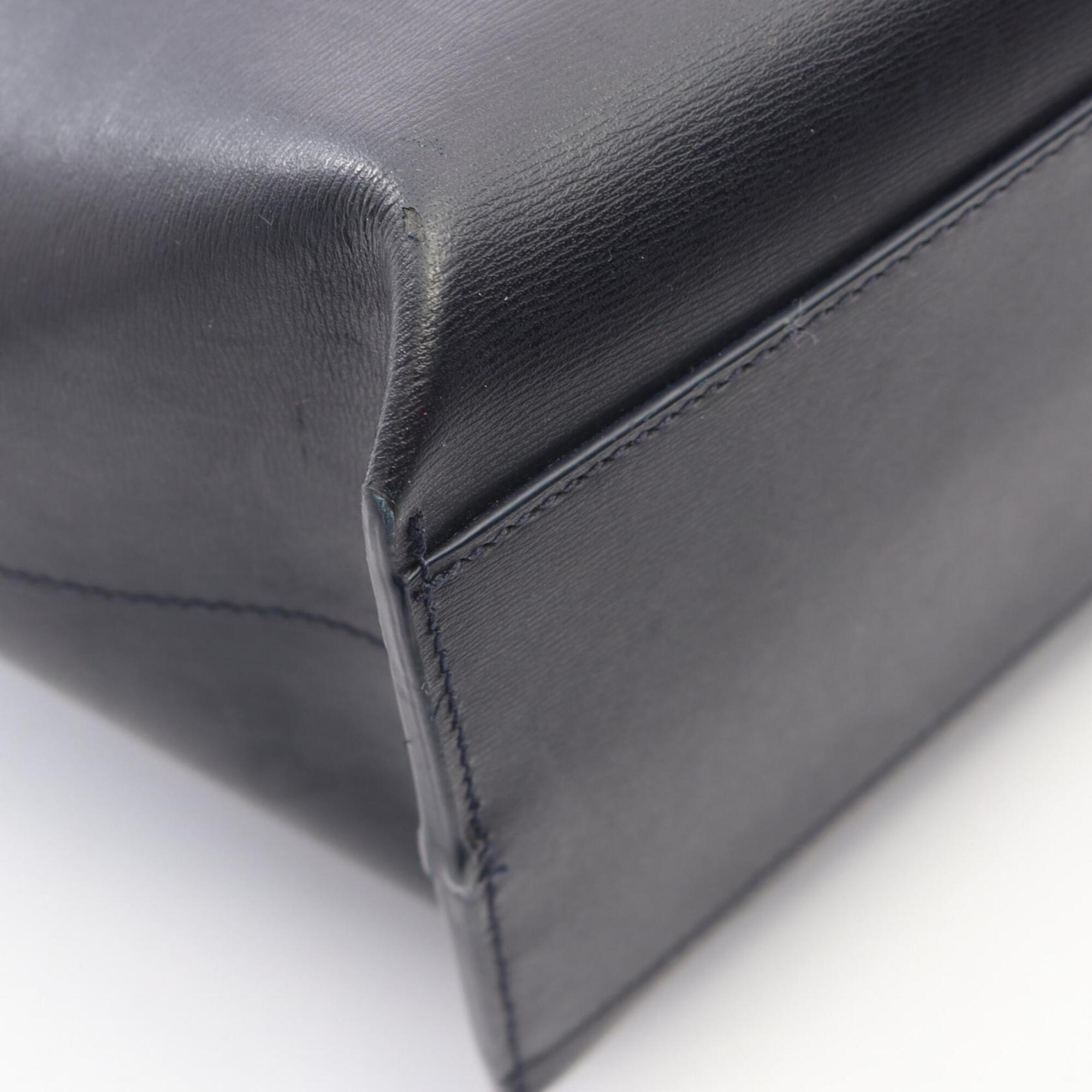 Saint Laurent Navy Leather Handbag Pouch Tote Bag (Pre-Owned)
