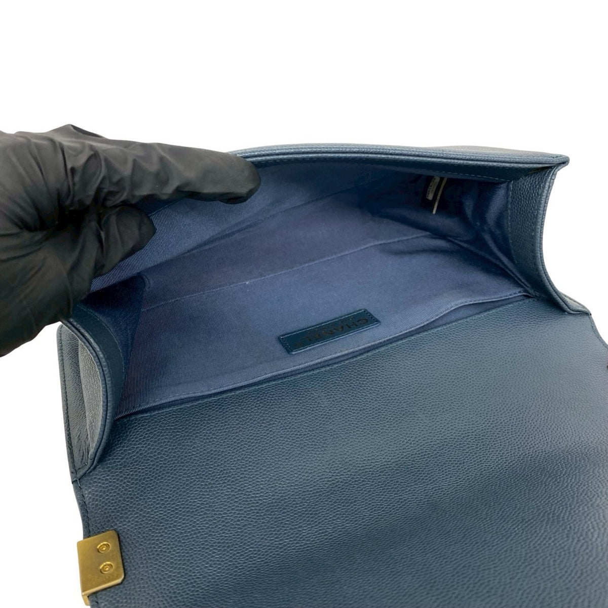 Chanel Blue Grained Calfskin Shoulder Bag (Pre-Owned)